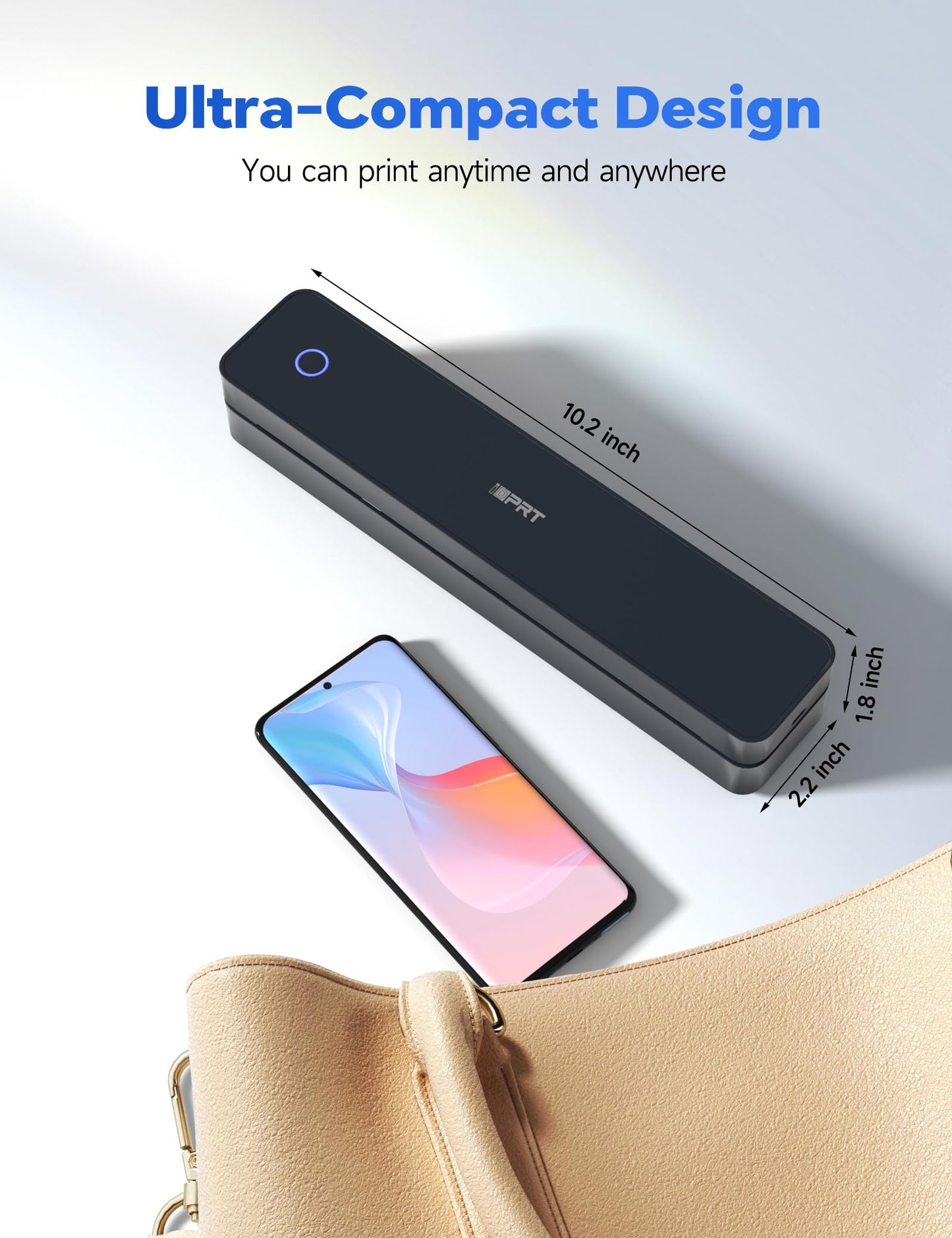 iDPRT MT610Pro Portable Thermal Printer, 300DPI HD Mobile-Travel-Printers, Inkless-Wireless-Small-Printer for Home Use, Office, Vehicles, Bluetooth Printers Supports 8.5" x 11" US Letter&A4&A5, Black