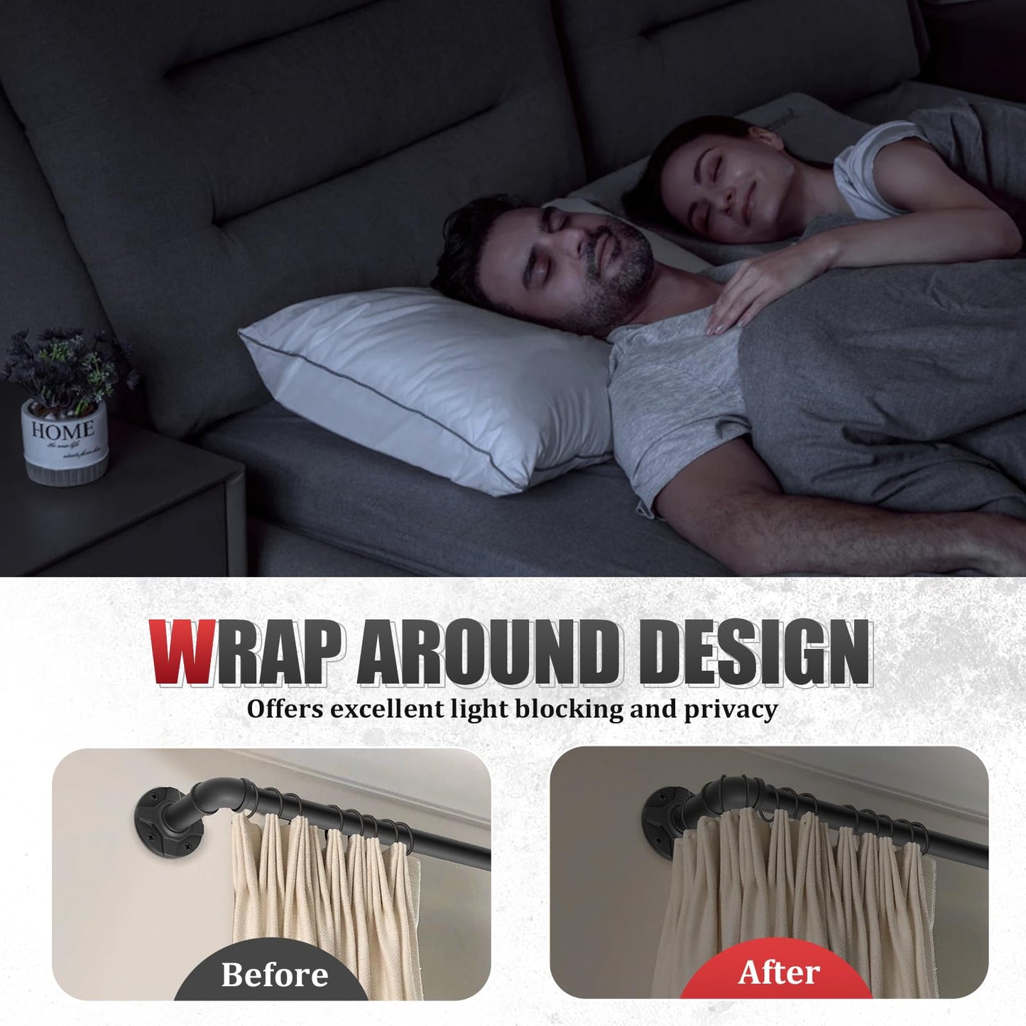 Industrial Extra Long Curtain Rods for Windows 240 Inches - 1" Heavy Duty Blackout Wrap Around Drape Rod, Ceiling Mounted Room Divider, Adjustable Matte Black Metal Pipe Rods Outdoor/Indoor