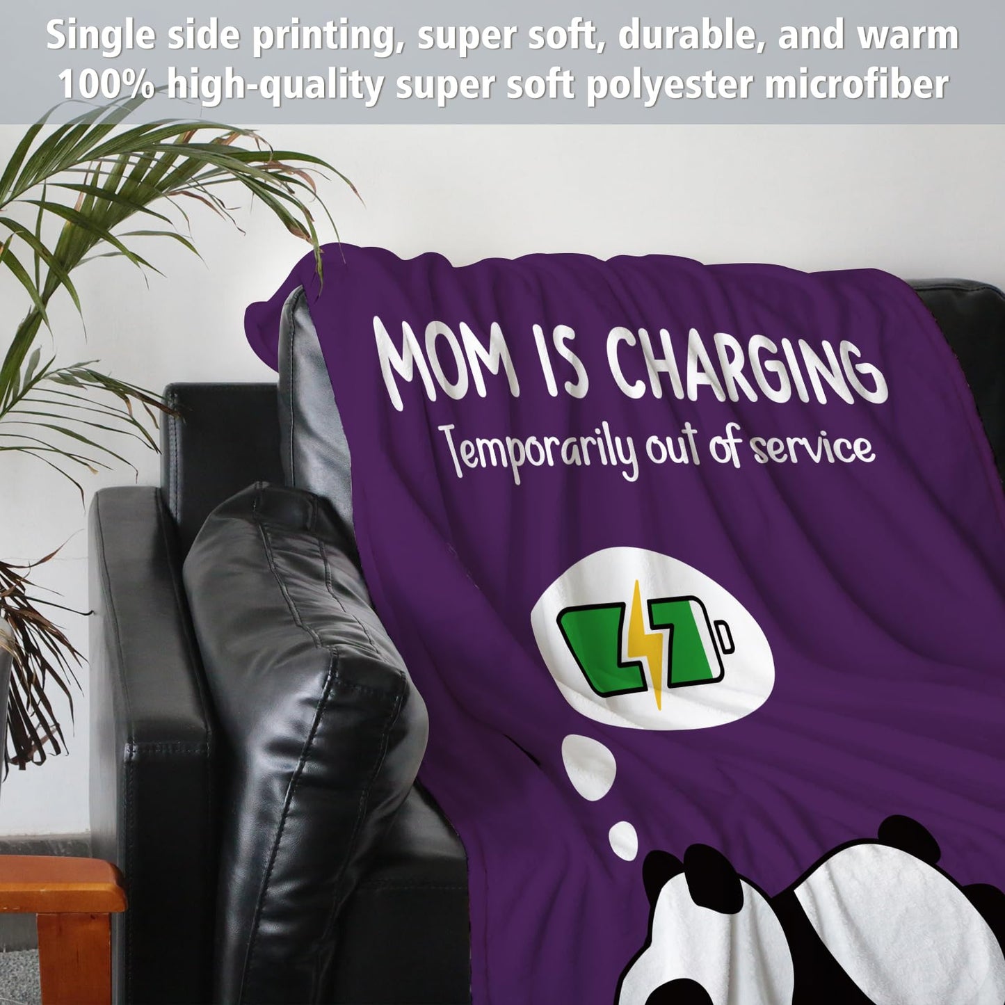 Craftique Mom Birthday Gifts, Funny Gifts for Mom- Mom's Charging Blanket- Moms Gift for Women from Daughter Son Husband, Super Soft Blanket Throw for Napping Travel, 80”×60”