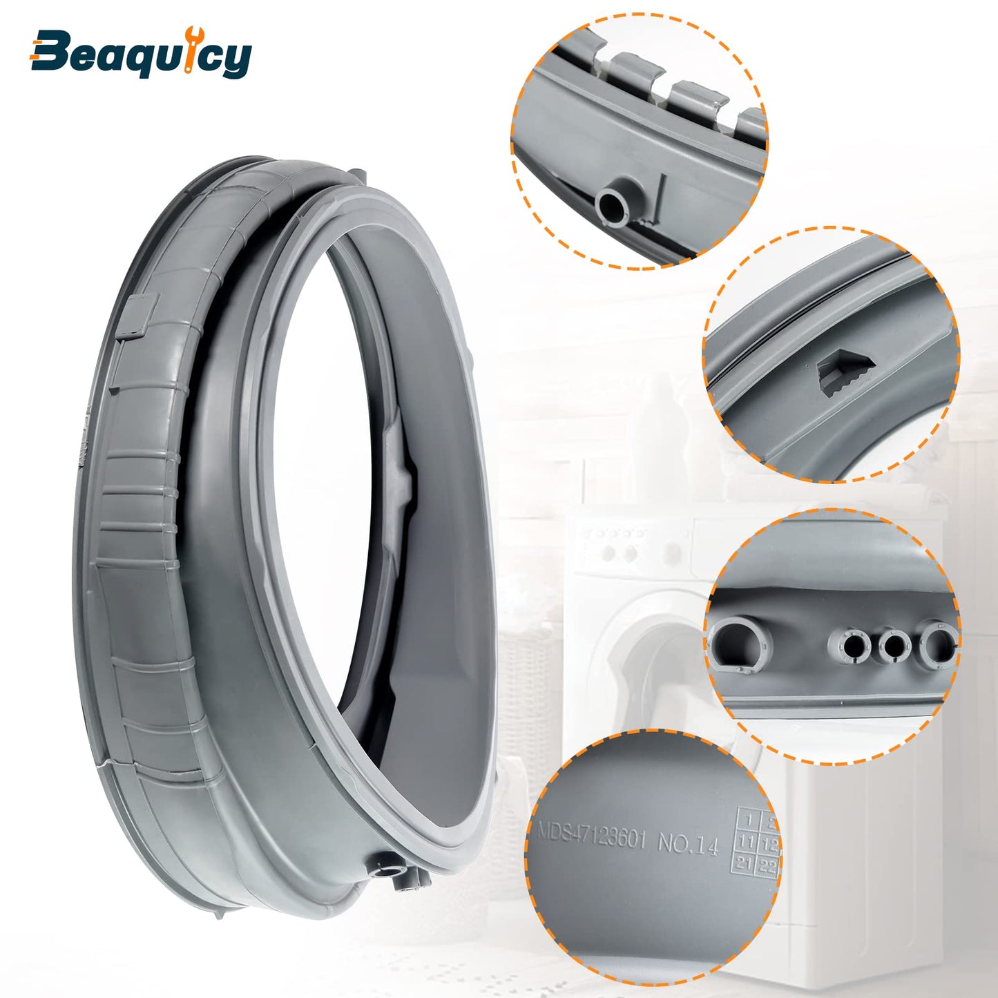 2026 Upgrade MDS47123602 AP5218575 Washer Door Boot Gasketby Beaquicy - Replacement for L-G Ken-More Washing Machine - Replaces MDS64237201 MDS64237202 1529948 AP5218575 PS3535210 EAP3535210