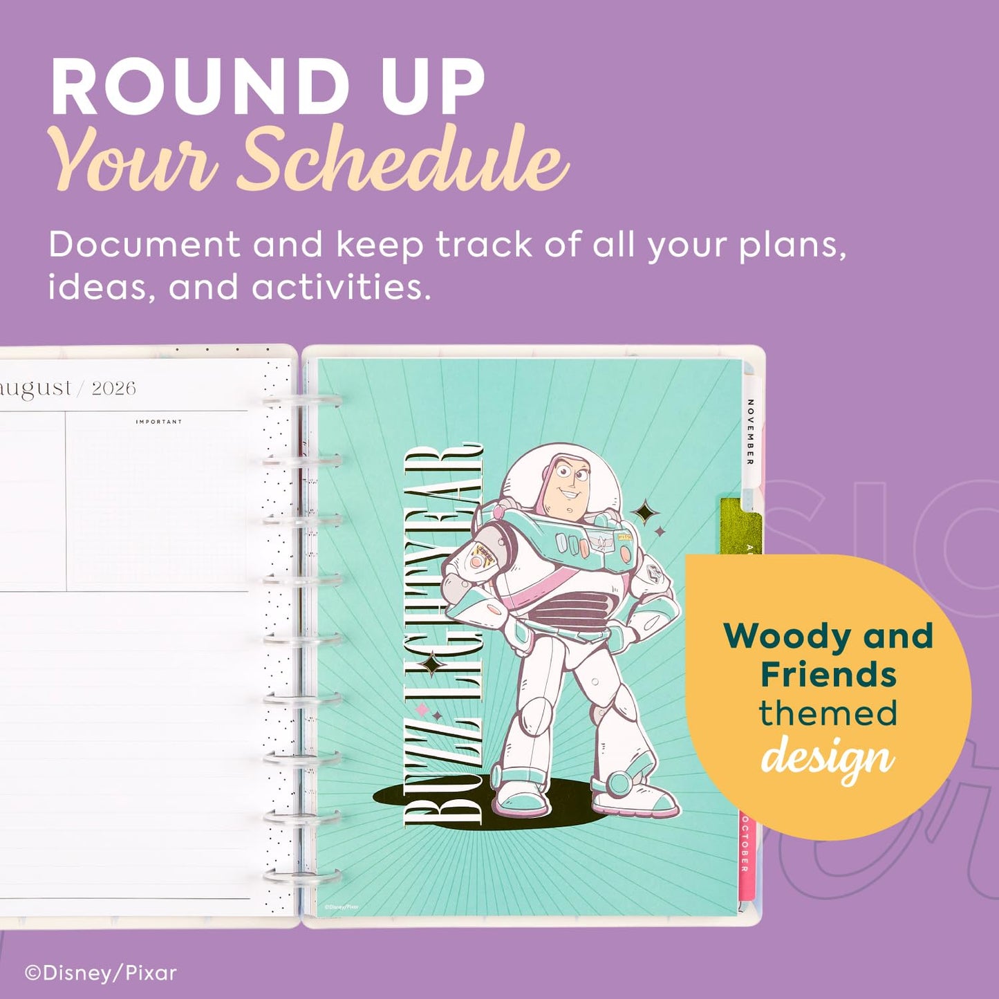 Happy Planner Disney Toy Story 12-Month Disc-Bound Planner, July 2026–June 2027, Classic Size, Vertical Layout, Woody and Friends