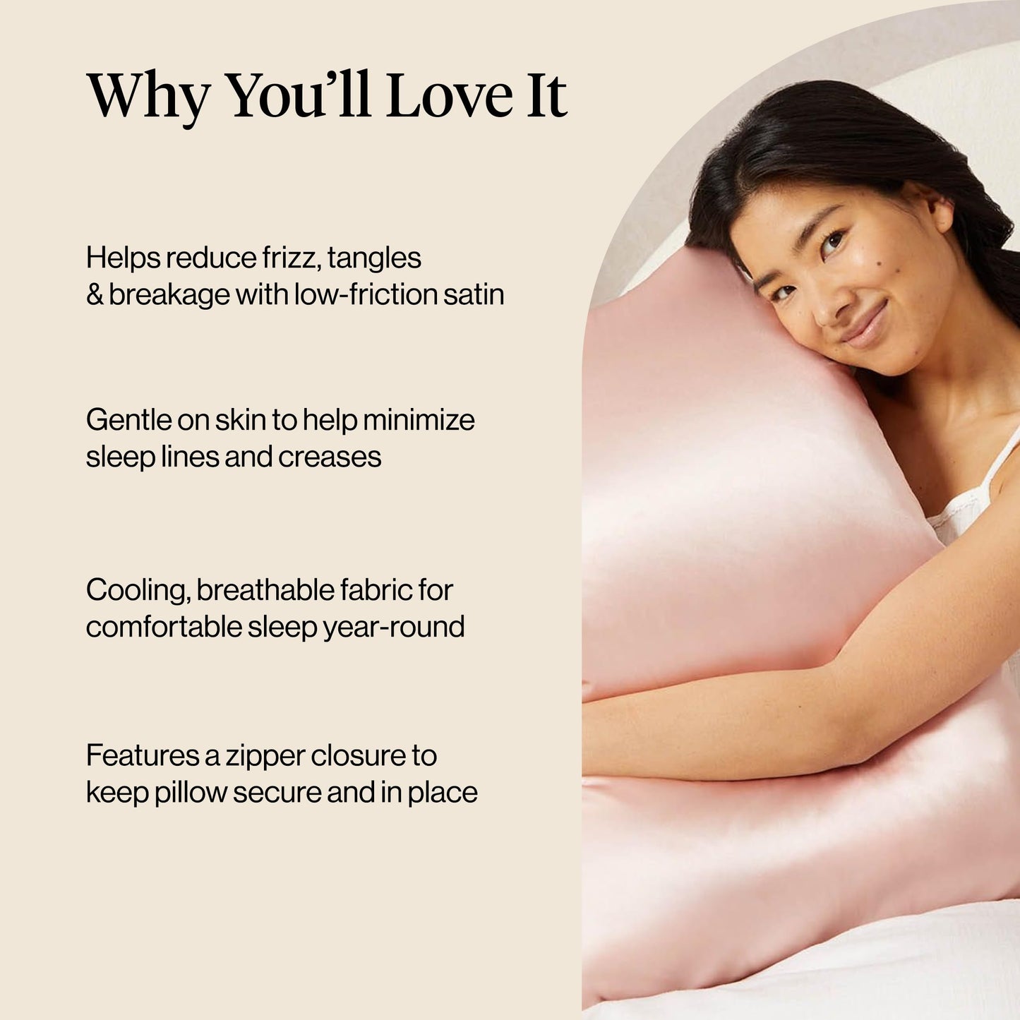 Kitsch Satin Pillowcase with Zipper for Hair & Skin - Softer Than Silk Pillow Cases, Smooth Cooling Satin Pillow Case, Wrinkle-Free, Machine Washable - Pillow Cases Standard Size 19x26 - Blush, 2pcs