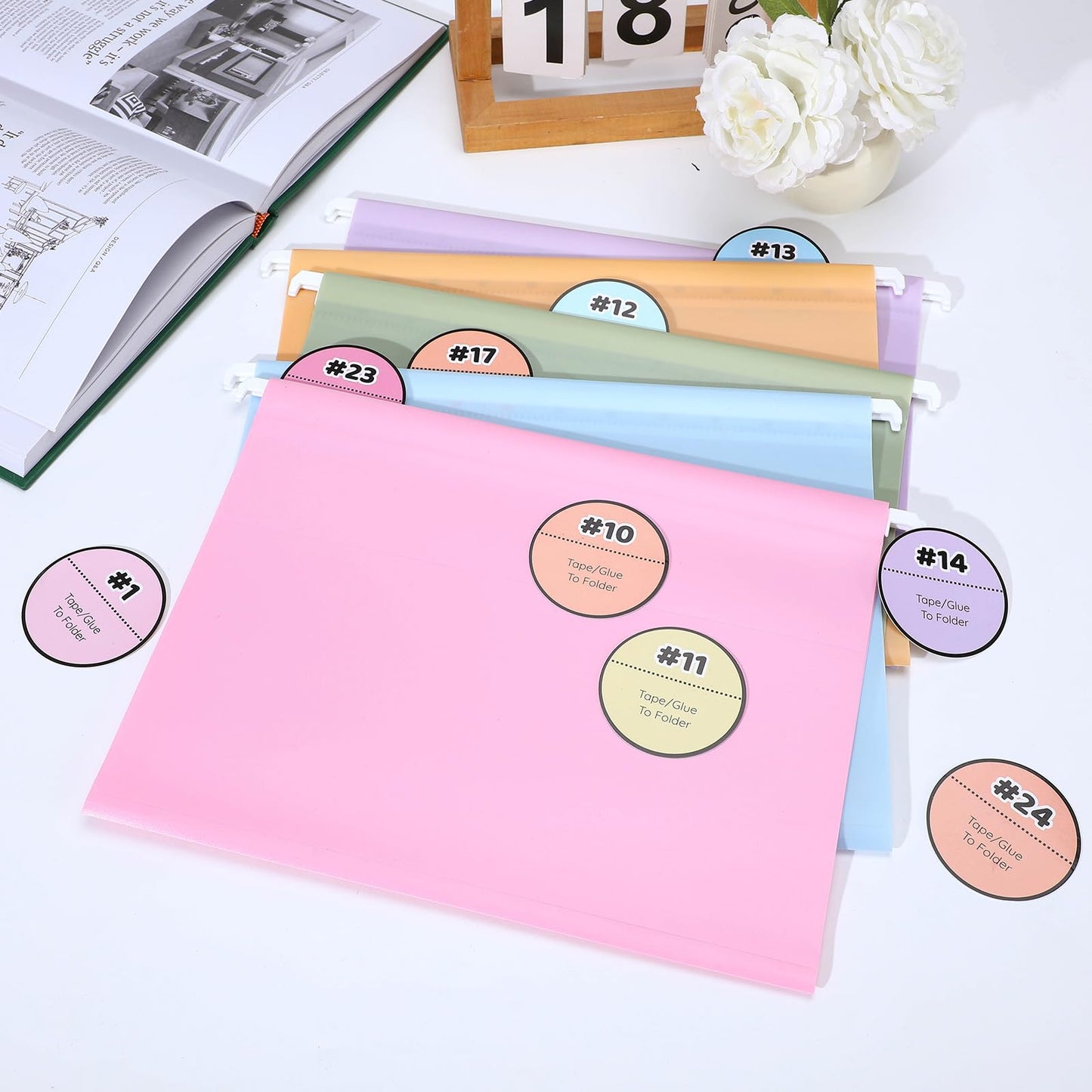 Kosiz 61 Pcs Pastel Classroom Mailbox Set Back to School Student Mailbox and Date Storage Set with Collapsible File Box 30 Hanging Files Folders 30 Index Tabs for School Classroom Teacher Must Haves
