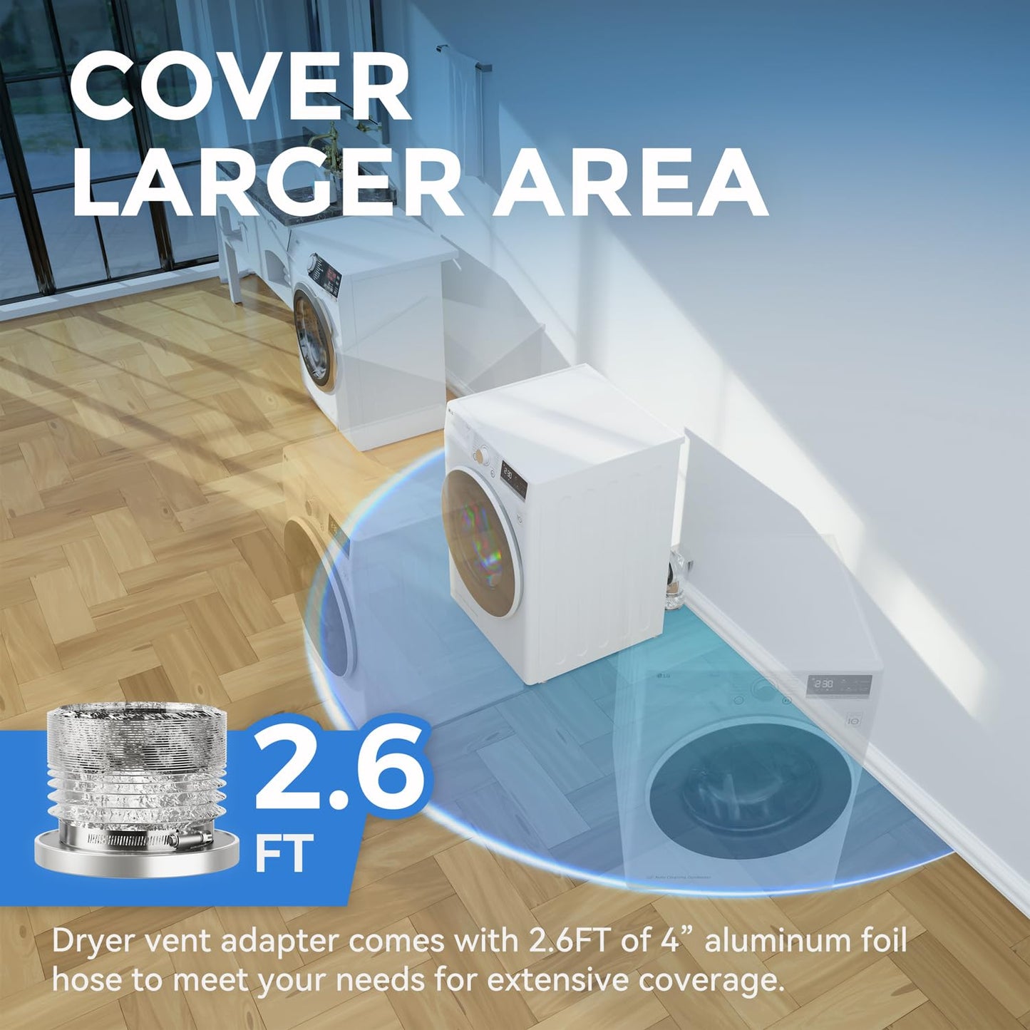 JEEVONY Magnetic Dryer Vent Coupling DV90 Airtight Seal Dryer Vent Connector Kit Easy to Clean Quick Connector Including a 2.6ft 4" Duct and two Clamps