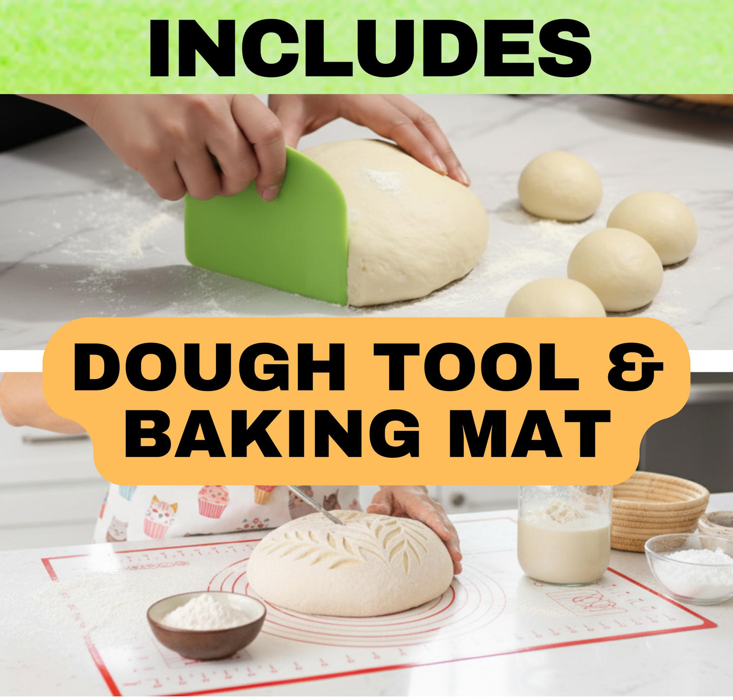 Baking Stone for Oven 20 inch, with Silicone Mat and Dough Tool - Large Baking Stone for Bread and Pizza - Oven Stone - Rectangular Cordierite Bread Stone 20" x 13.5" x 0.6"