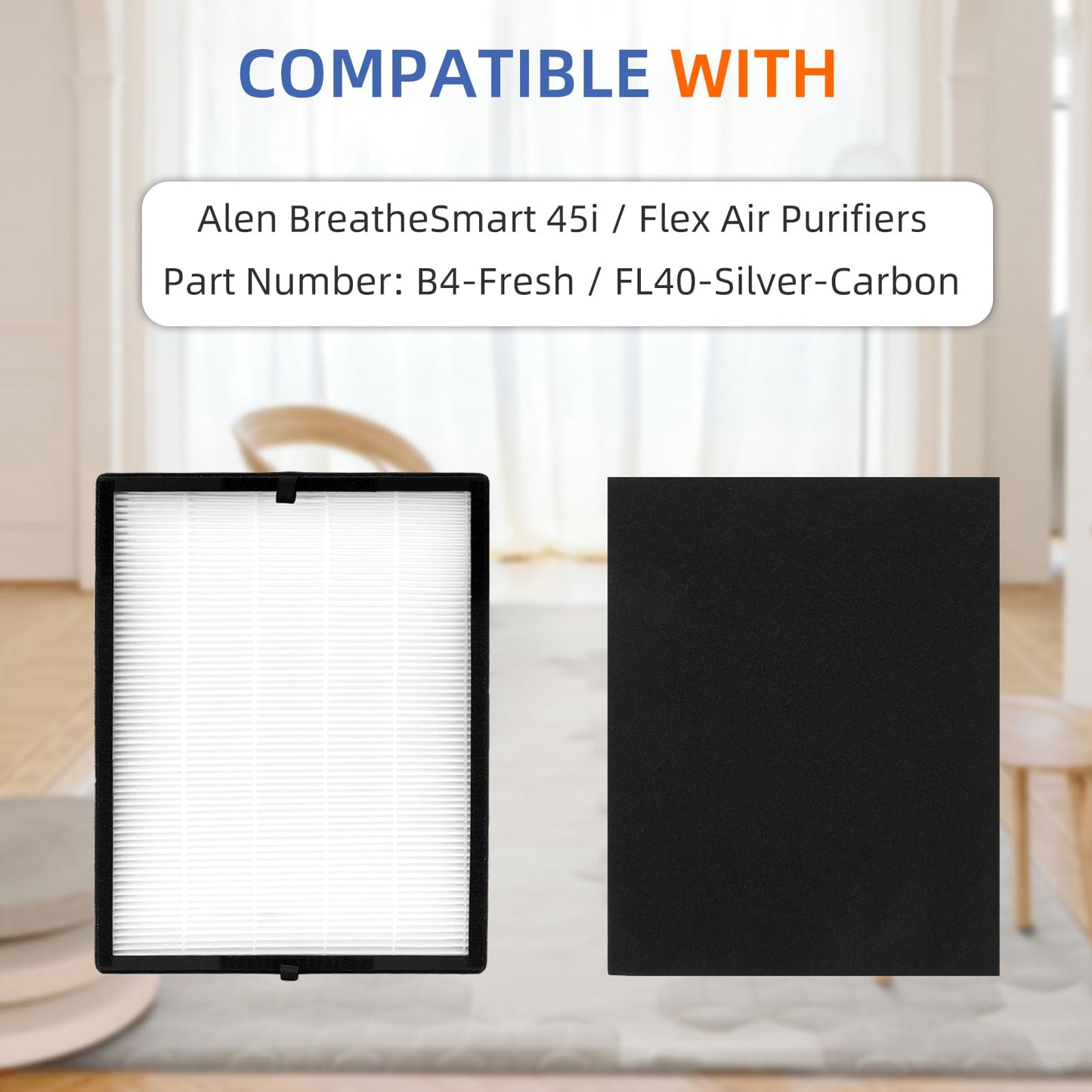 45i Replacement Filter for Alen Breathesmart Flex Bh400 45i Air Purifier H13 Grade True HEPA Fresh Filter B4-Pure / Fl40