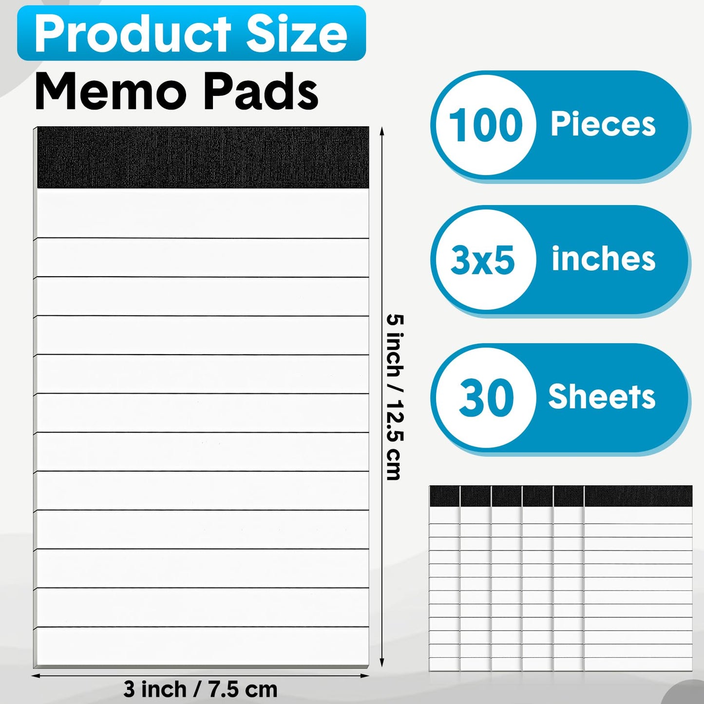 PerKoop 100 Pack Small Note Pads 3 x 5 Inch Lined Notepad Mini Memo Legal Pads with 30 Sheets Refills for Taking Notes Office School Supplies