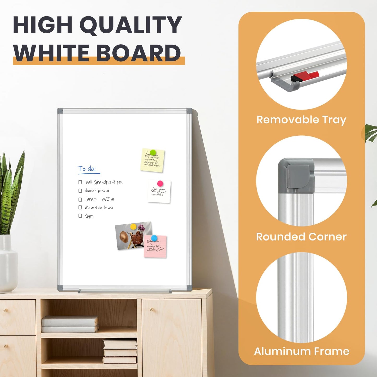 QUEENLINK Double-Sided Magnetic White Board, 20"x30" Dry Erase Whiteboard for Wall with Aluminum Frame Presentation Board for School, Office and Home