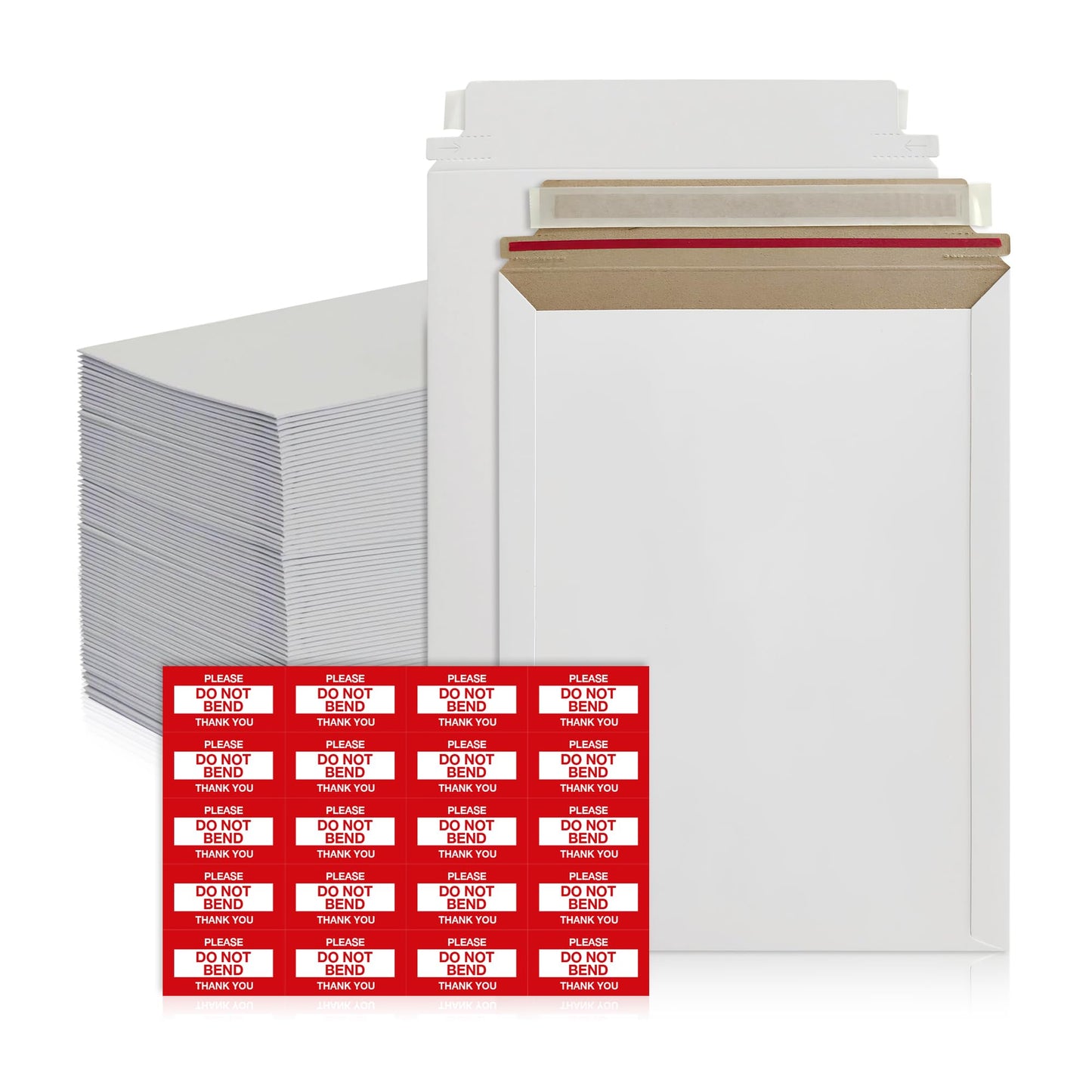 125 Pack 6x8 Self-Seal Rigid Mailers | Stay Flat White Cardboard Envelopes for Photos, Documents & CDs | Heavy Duty 420 GSM