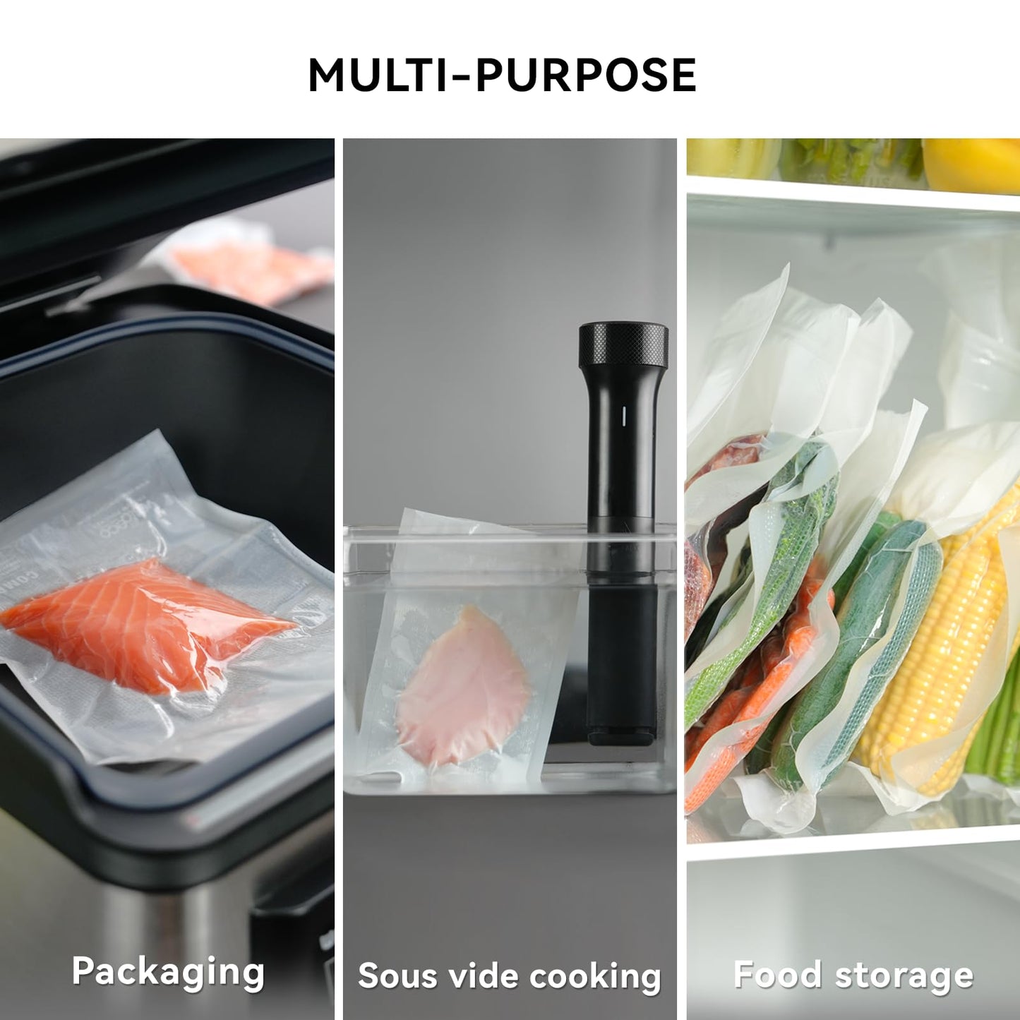 VestaEco Compostable Vacuum Sealer Bags for food, 3 Rolls 11" x 16' and 2 Rolls 8" x 20', Heavy-Duty Embossed Vacuum Seal Bags, Customized Size for Meal Prep/Sous Vide Cooking, BPA-Free
