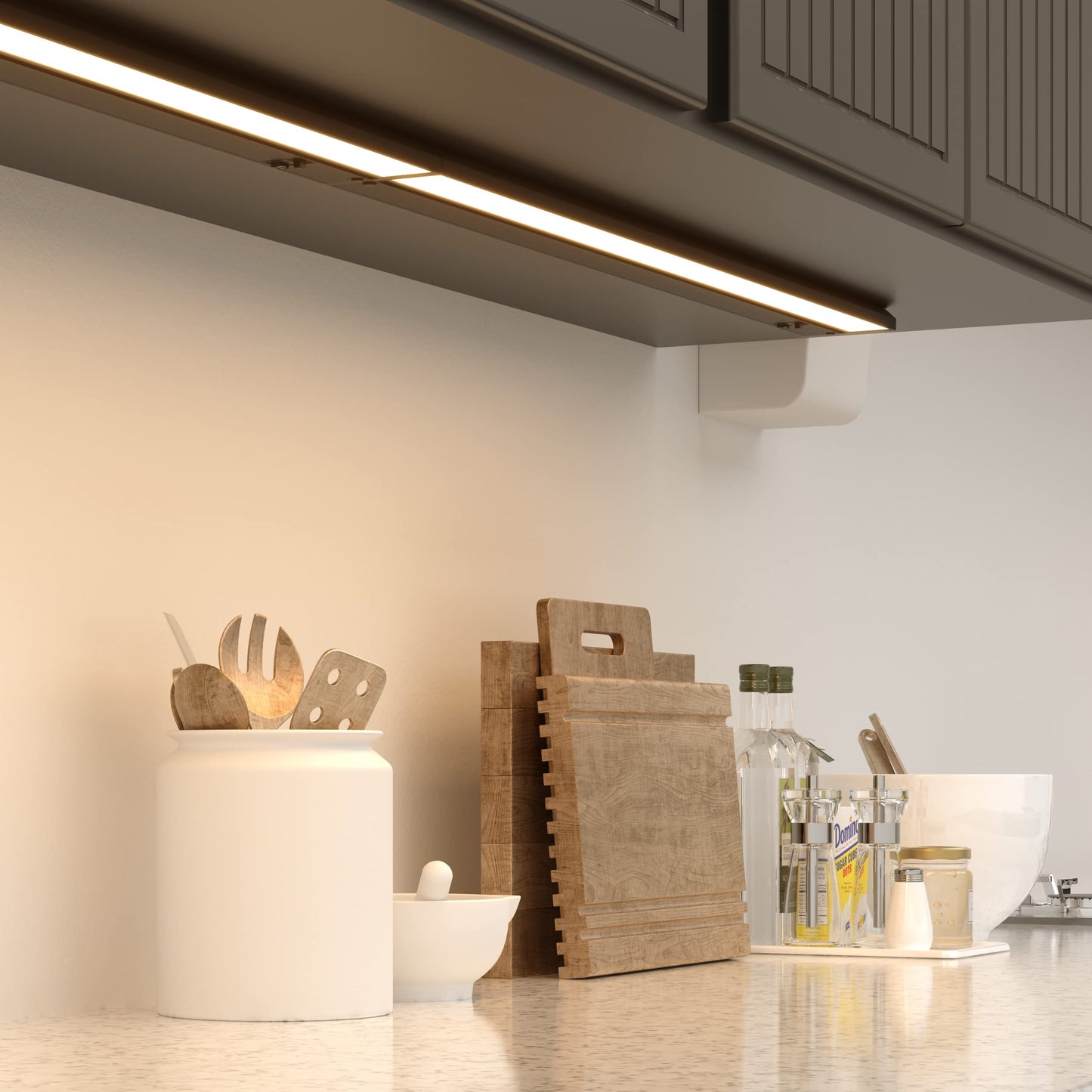 LAGOM Halo Under Cabinet Light, 30‑Inch Hardwired Dimmable LED, 2700K/4000K/5000K, Power Cord Sold Separately, White, UC0130WH27