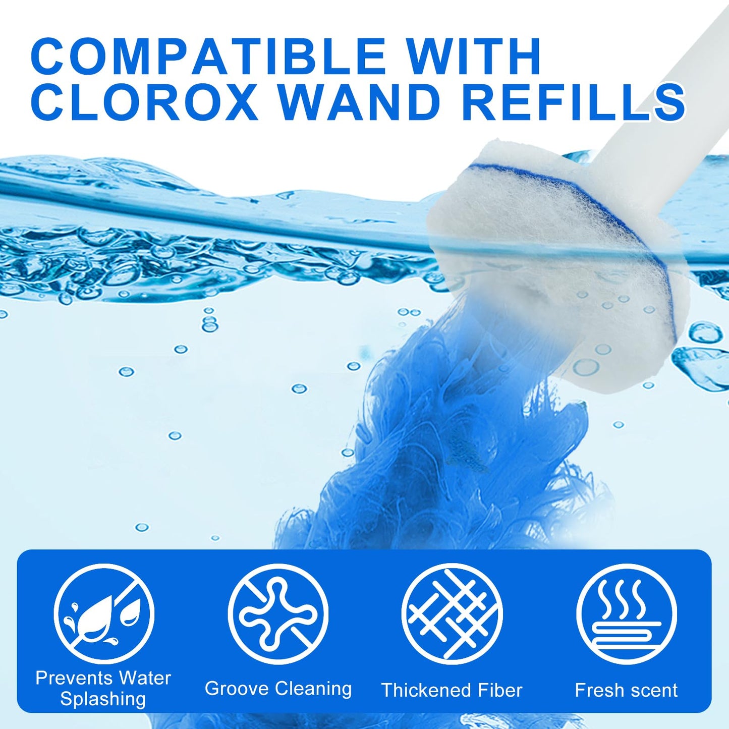 120 Count Toilet Bowl Wand Refills for Clorox, Disposable Head Compatible with Clorox Toilet Bowl Wand Cleaning System, Upgrade Fiber Bowl Cleaner Brush for Closestool Cleaning.