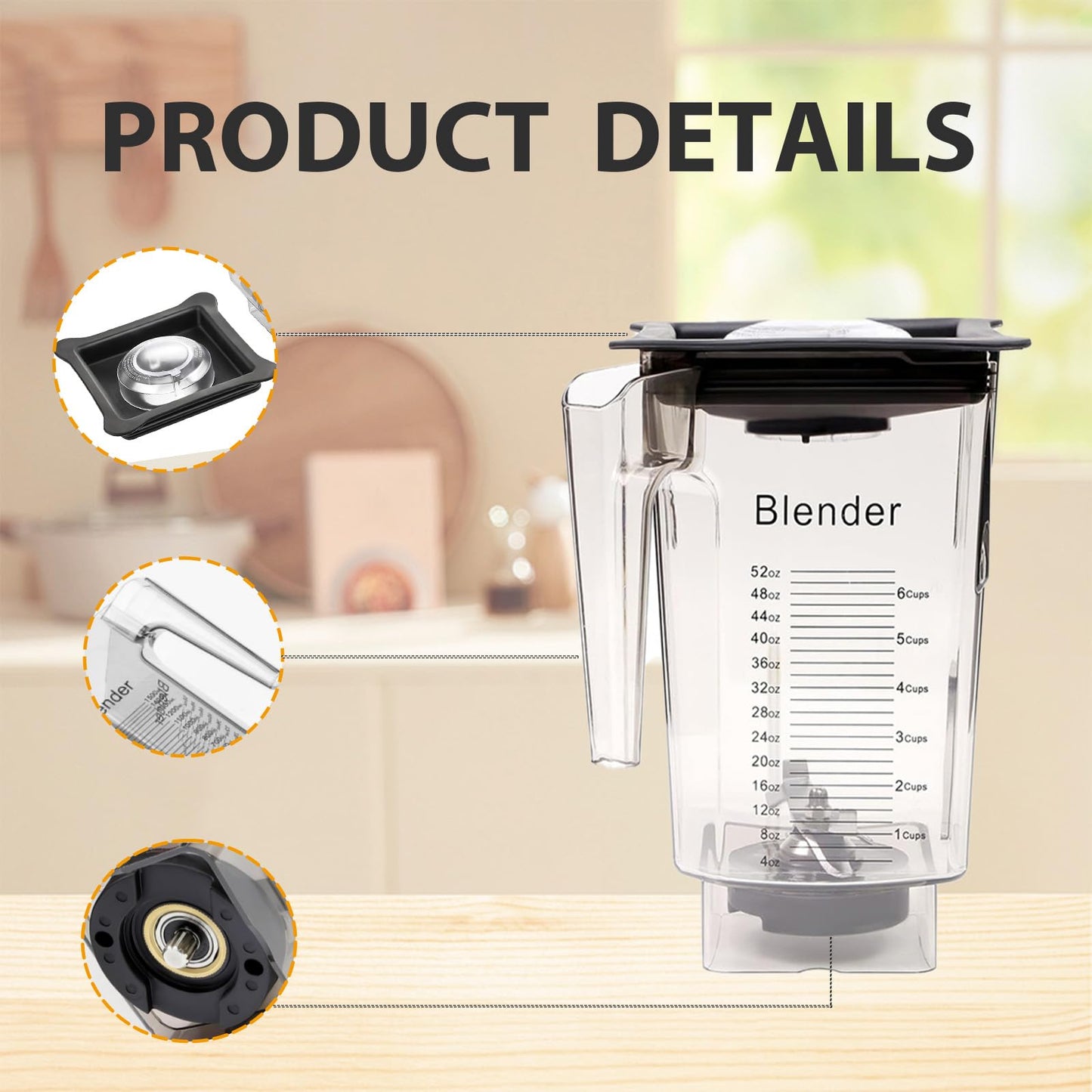 90 oz Replacement Jar for Blendtec Blender, Compatible with 570 575 625 650 725 759 800 825 885 Models, Fits Classic/Designer/Pro/Commercial Series, Includes Container, Blade & Lid