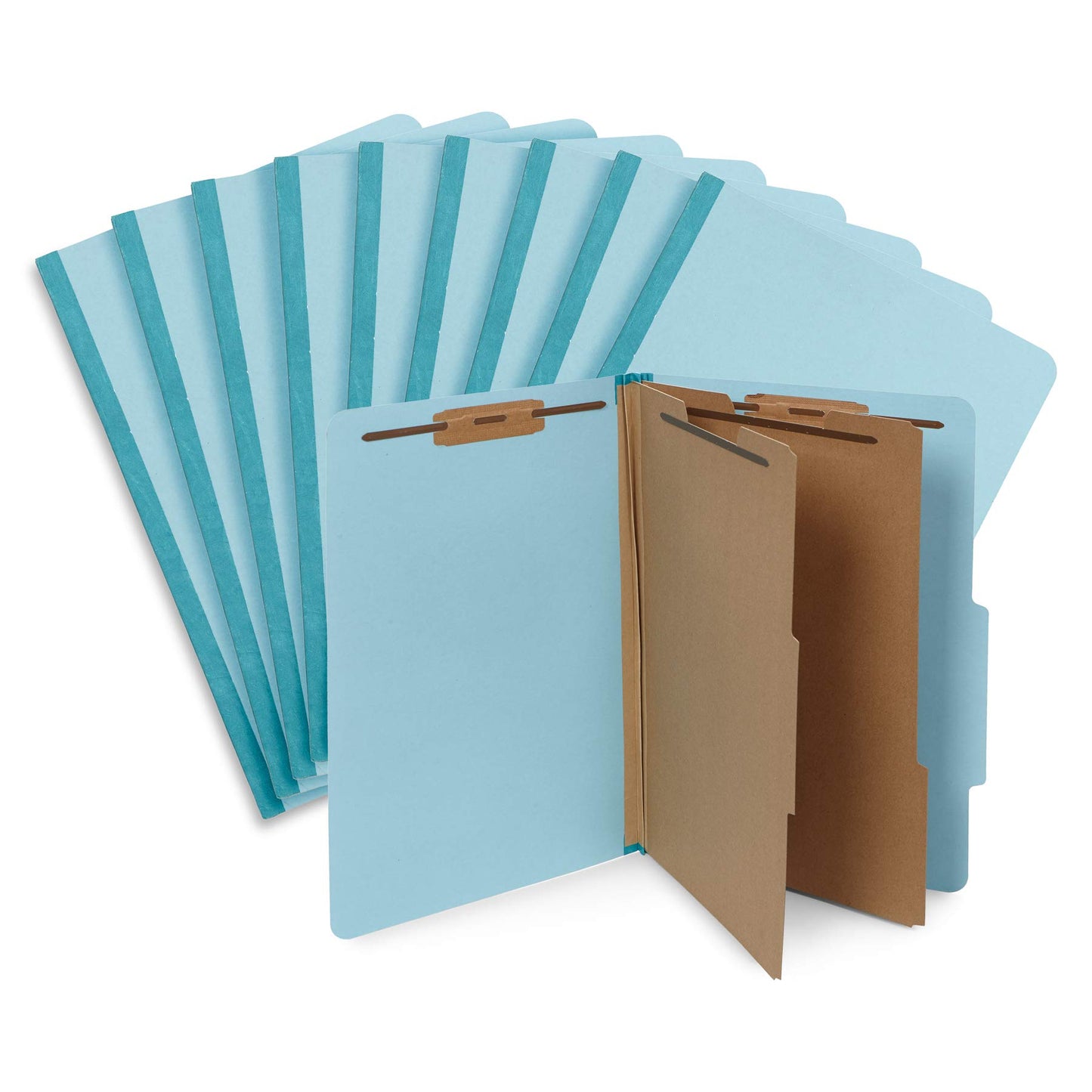 10 Blue Legal Size Classification Folders - 2 Divider 2 Inch Expansions - Durable 2 Prongs Designed to Organize Standard Law Client Files, Office Reports - Legal Size, 8 3/4 x 14 3/4, 10 Folders