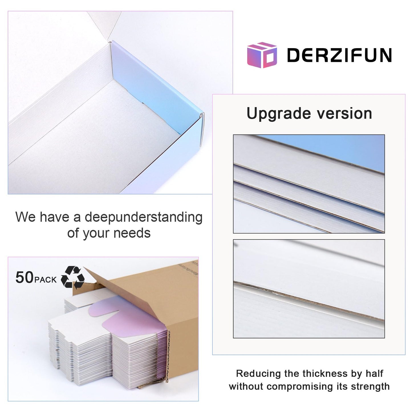 DERZIFUN 6x4x2 Inch Small Shipping Boxes for Packaging Small Business, 50 Pack Mailing Boxes Corrugated Cardboard Mailer Gift Box (Gradients)