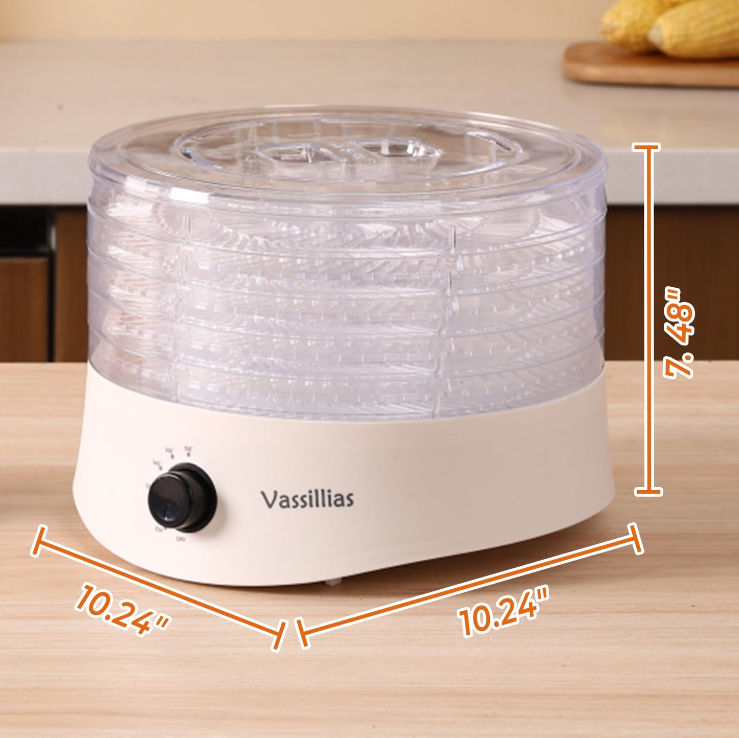 Small Food Dehydrator Dryer - Dehydrator for Healthy Food, Meat, Jerky, Fruit, Vegetable, Mushroom and Herb, 280W, 158°F, Mini Dryer with 5 BPA-Free Drying Trays, White, Model 704M