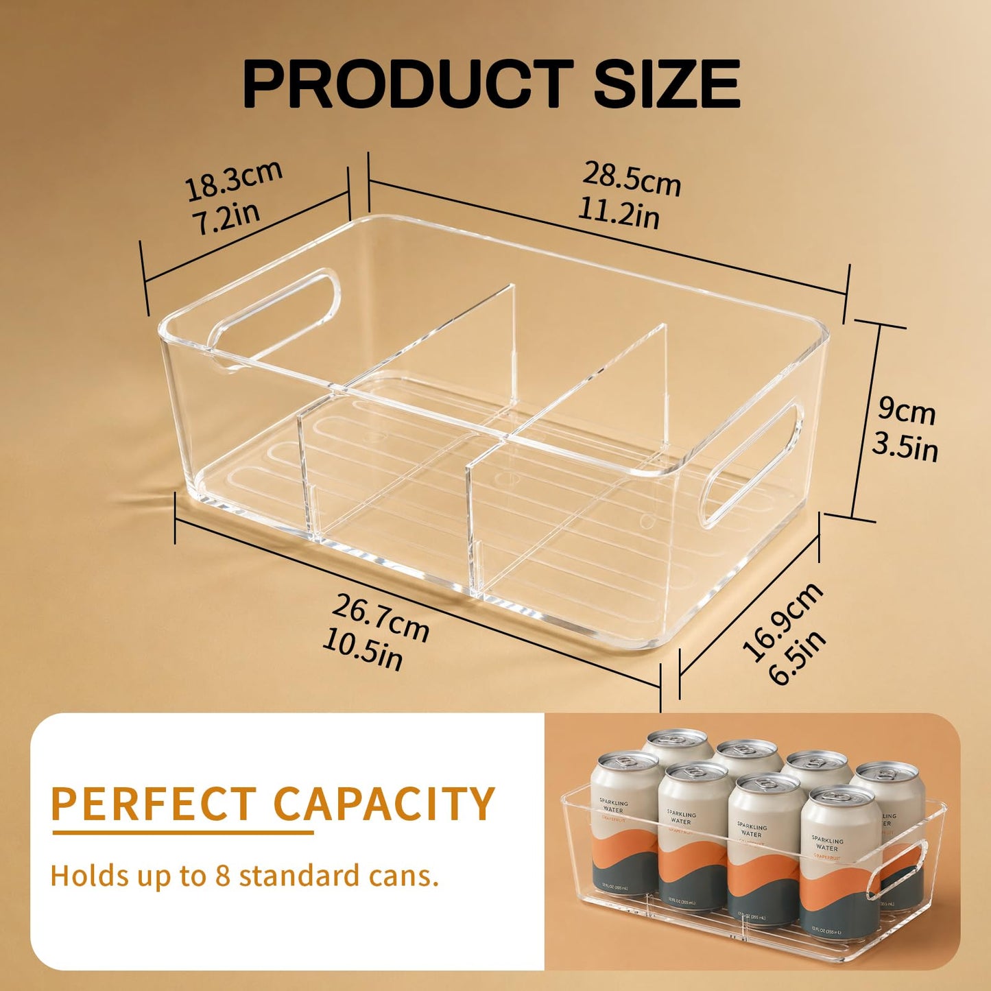 Mpotmiy 6 Pack Pantry Organizers and Storage,Clear Plastic Containers with 2 Dividers for Kitchen,Fridge Organization and Storage,Acrylic Bins for Pounches,Spice Packet,Snack organzier