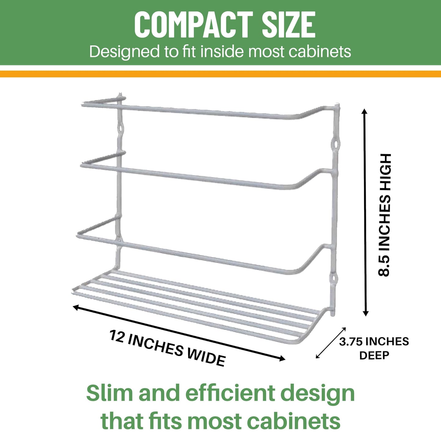 Evelots Kitchen Wrap Organizer - 2 Pack - Hold up to 4 Plastic, Foil, Paper, Wax - Cabinet Door, Wall Rack Basket - Sandwich, Freezer, Food Bag Storage - Laundry Supplies - Plastic Coated Metal