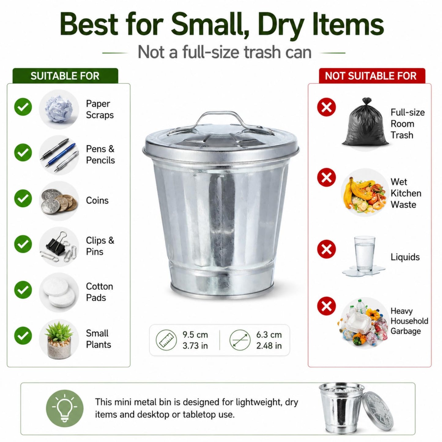 jojofuny 12 Pack Mini Trash Cans with Lids, 3.7 Inch Silver Metal Garbage Can Favor Buckets, Small Desktop Bins for Trash Truck Birthday Party, Office Desk, Craft Storage, Pen Holder, Mini Planter