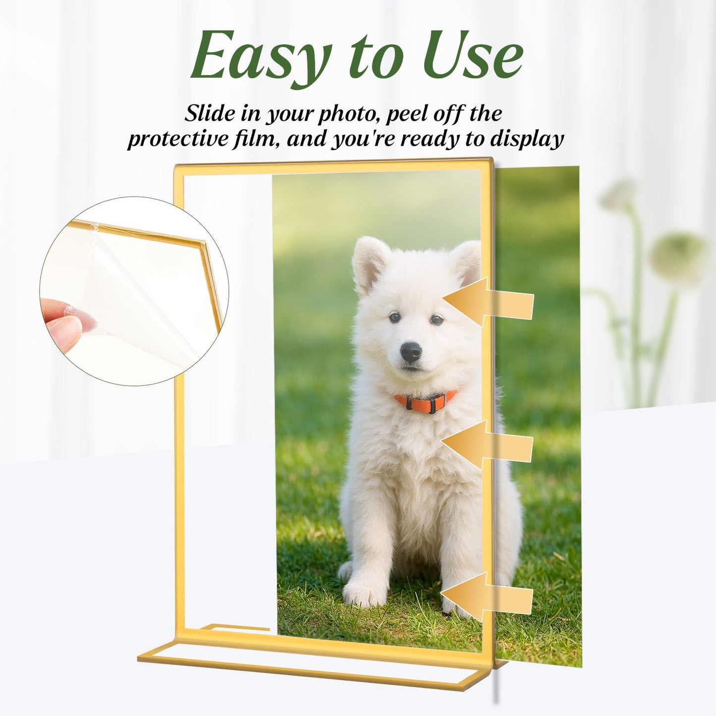 Alffun 20 Pack Gold Acrylic Sign Holders 5x7 Inch, Double Sided Vertical Stand Clear Picture Frames, Table Menu Display Holders for Wedding Table Numbers, Restaurant Signs, Event and Office Photos