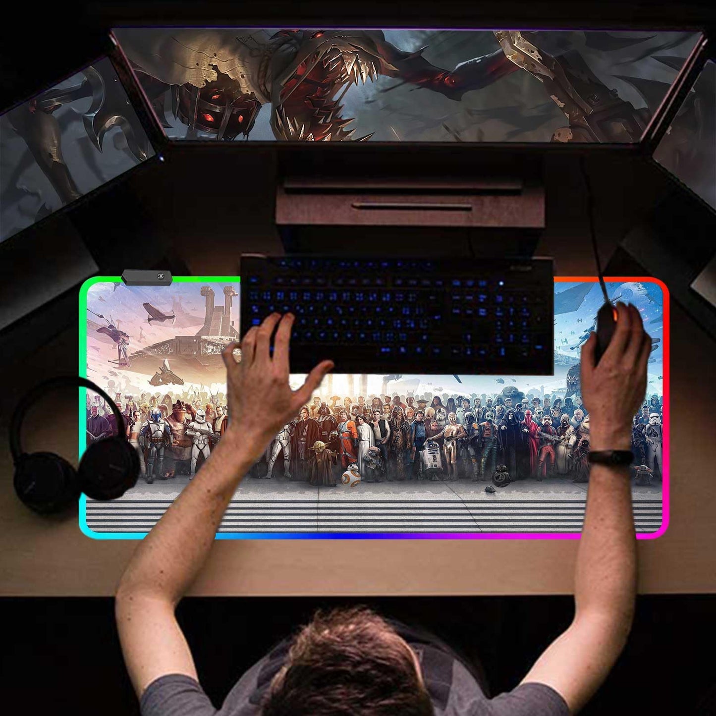 XXL Large Gaming RGB Mouse Pad The Chosen One Custom Desk Pad,Mousepad with Anti-Slip Rubber Base,Stitched Frame Mouse Mat,Portable Desk Mat for Computer Keyboard Mice Laptop & PC,31.5X15.7 Inch