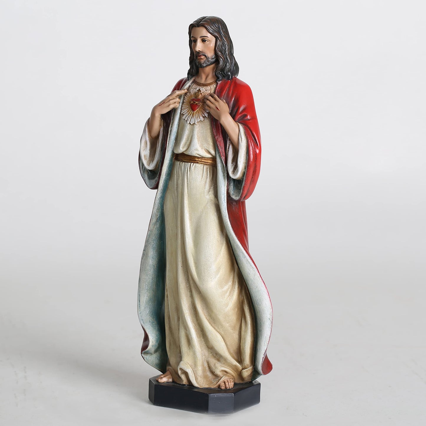 BC Catholic Sacred Heart of Jesus Statue, 10" H Jesus Christ Figure, Religious Catholic Gifts, Inspirational Indoor Home Decor, Hand Painted by Buildclassic