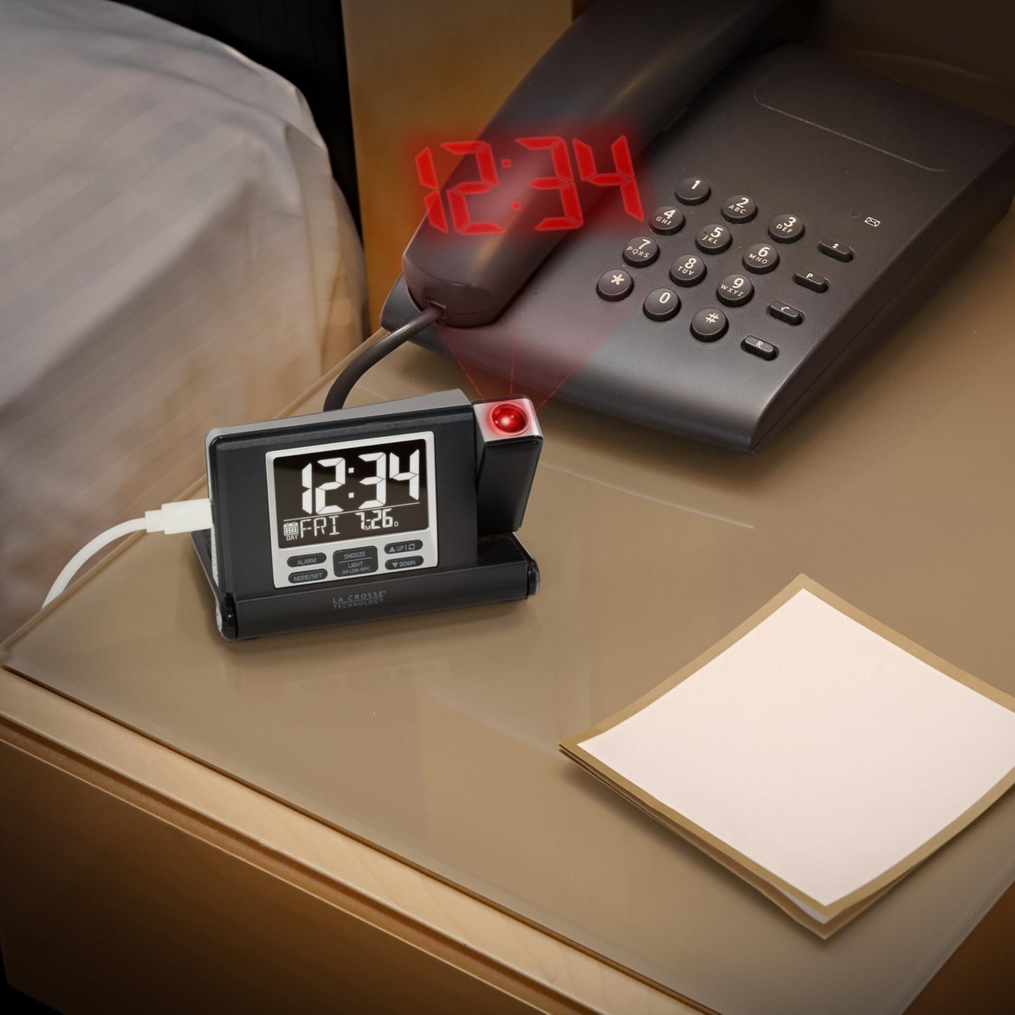 La Crosse Technology 616A-56647-INT Travel Projection Alarm with Fold Out Stand