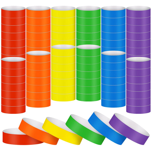 TaoBary 3000 Pcs Paper Wristbands for Events Neon Party Wrist Bands Colored Waterproof Bracelets Identification Hand Bands Adhesive VIP Armbands for Concerts Bars Party