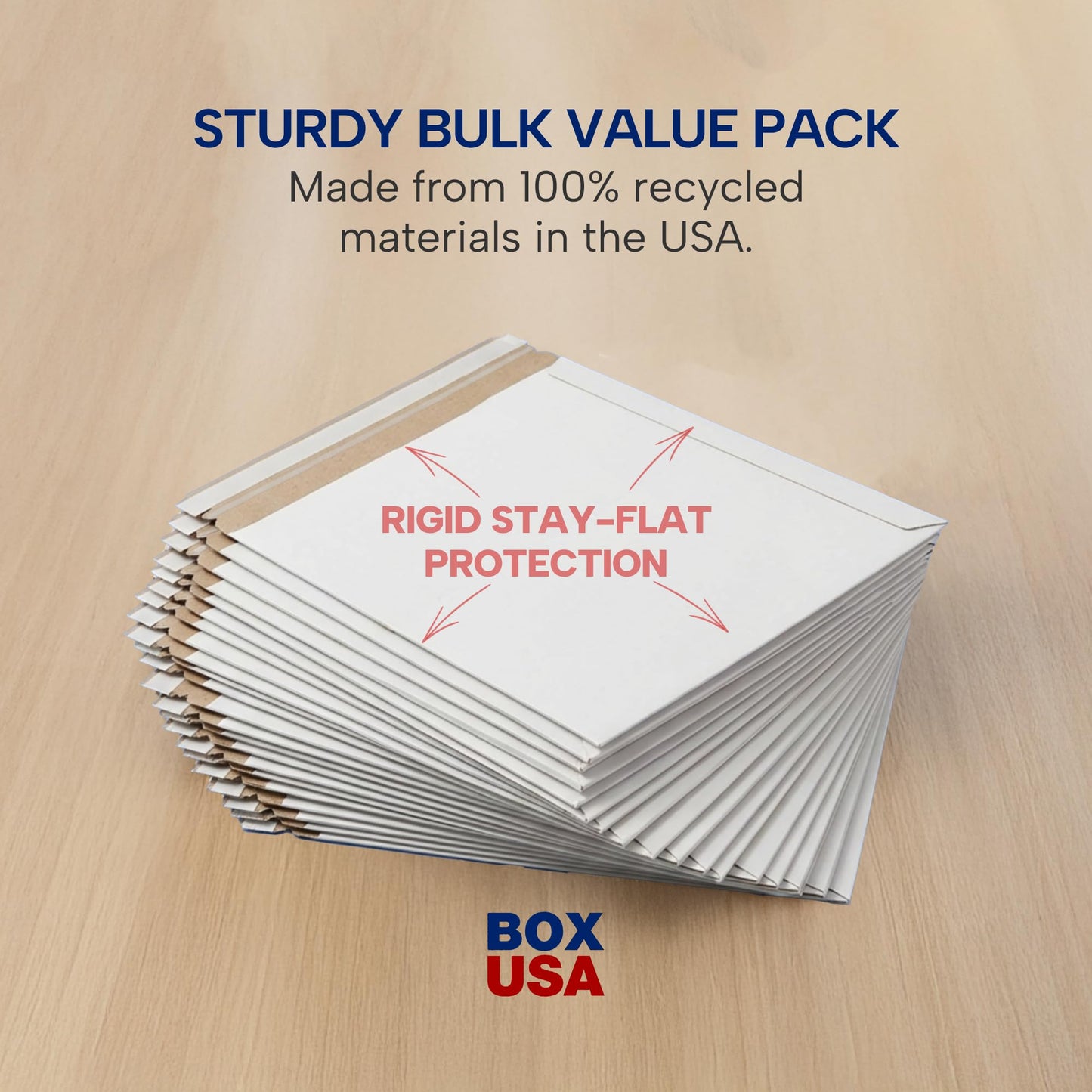BOX USA Rigid Mailers 12" x 15" (25-Pack) - Cardboard Mailer Envelopes for Photos, Artwork, Certificates - Stay Flat