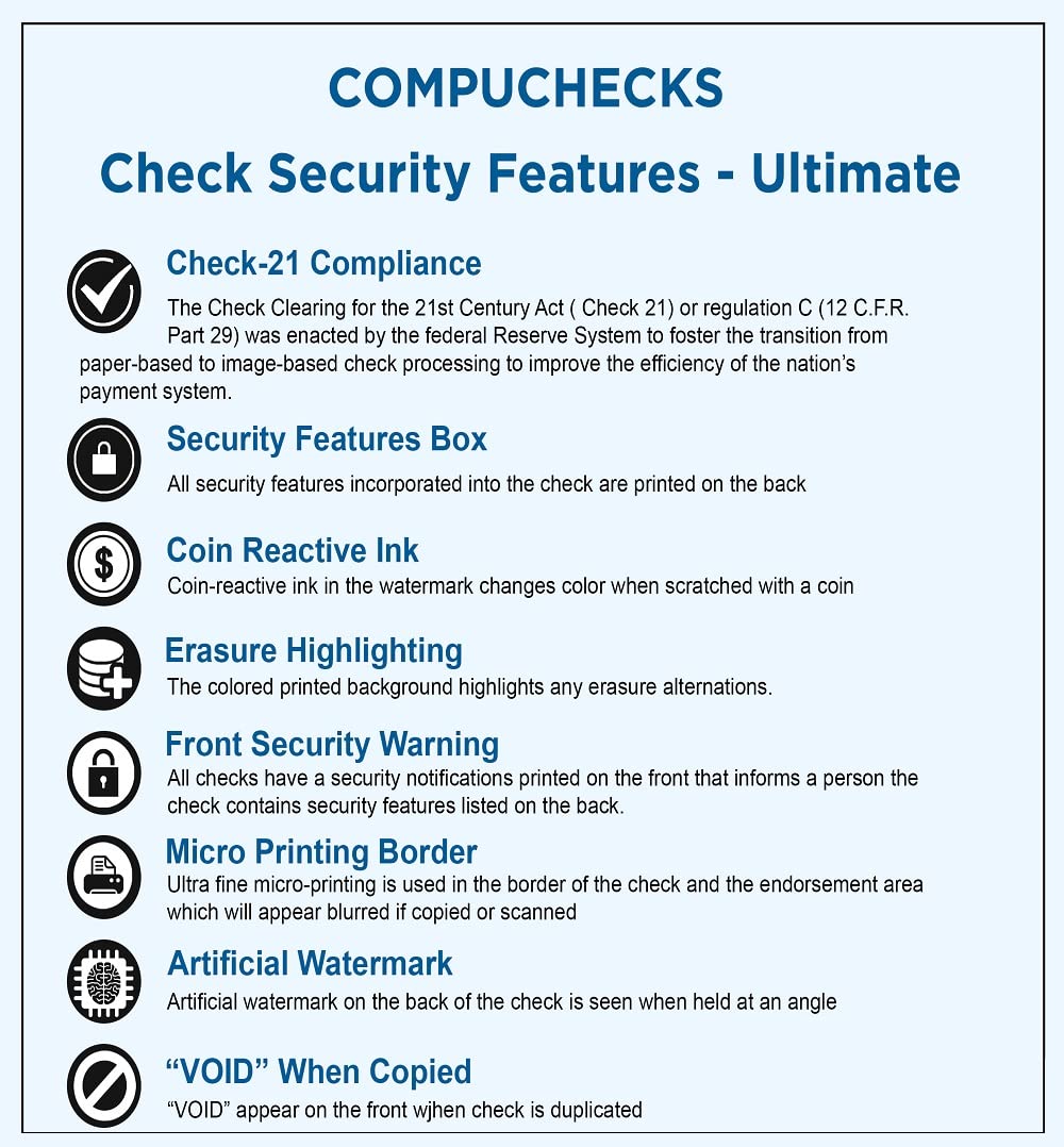 Compuchecks Blank Check Paper - 500 Pack - Computer Security Business Checks, QuickBooks & Laser Printer Compatible - Check On top, Voucher On Bottom - Check Paper Size 8 1/2-11 - Green Diamond