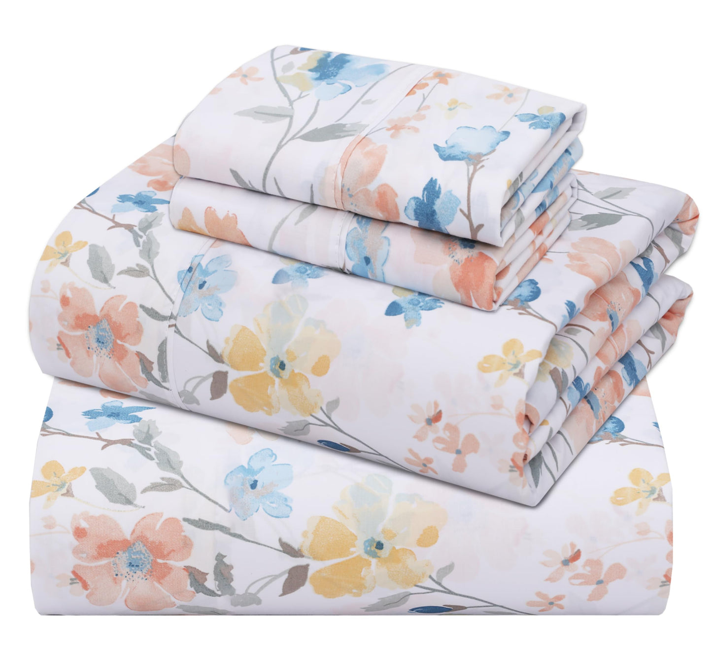 ZOYER 100% Cotton Percale Sheets Queen – Cooling Breathable Bed Sheets for Hot Sleepers, Crisp Hotel Style Bedding, Deep Pocket 16”, Lightweight Soft Durable 4 Pcs Sheet Set, Summer Spring