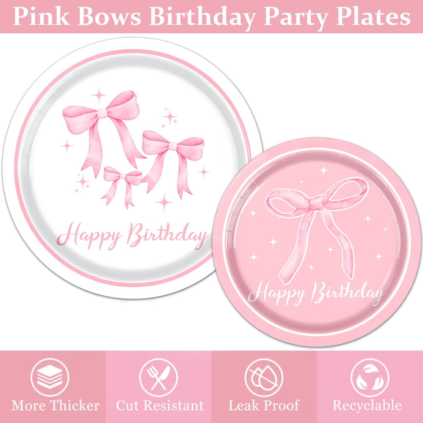 Pink Bow Birthday Party Supplies Serve 24, Coquette Birthday Decorations Include Bow Plates Napkins Cups Banner Tablecloth Cake Topper Balloons Bow Theme Tableware for Girls Bachelorette Decor