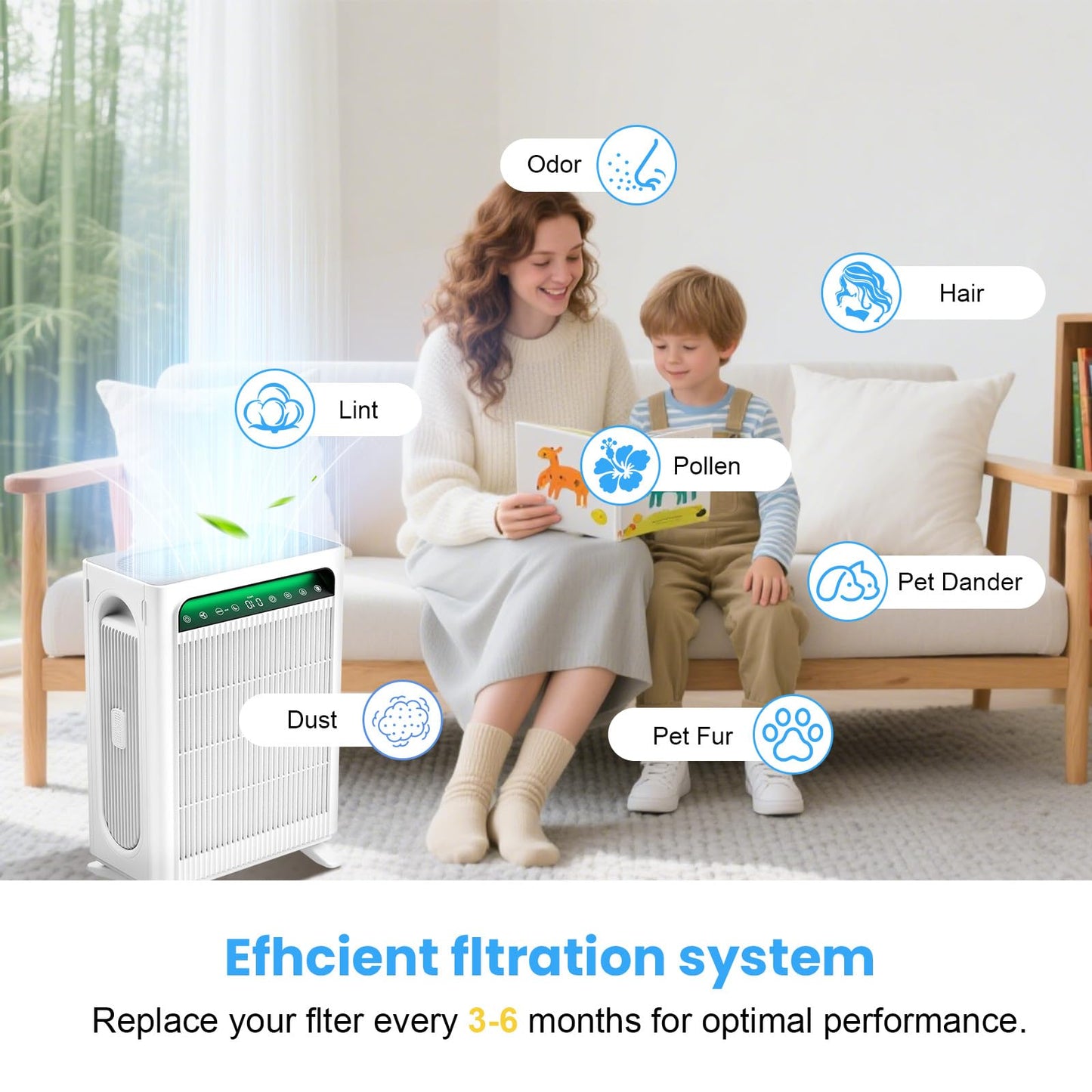 4 Pack Upgraded APH4000 Replacement Filters Compatible with KNKA APH4000 Air Purifier, True HEPA High-Efficiency Activated Carbon Filter for Home Large Room, Part # APH4000LX