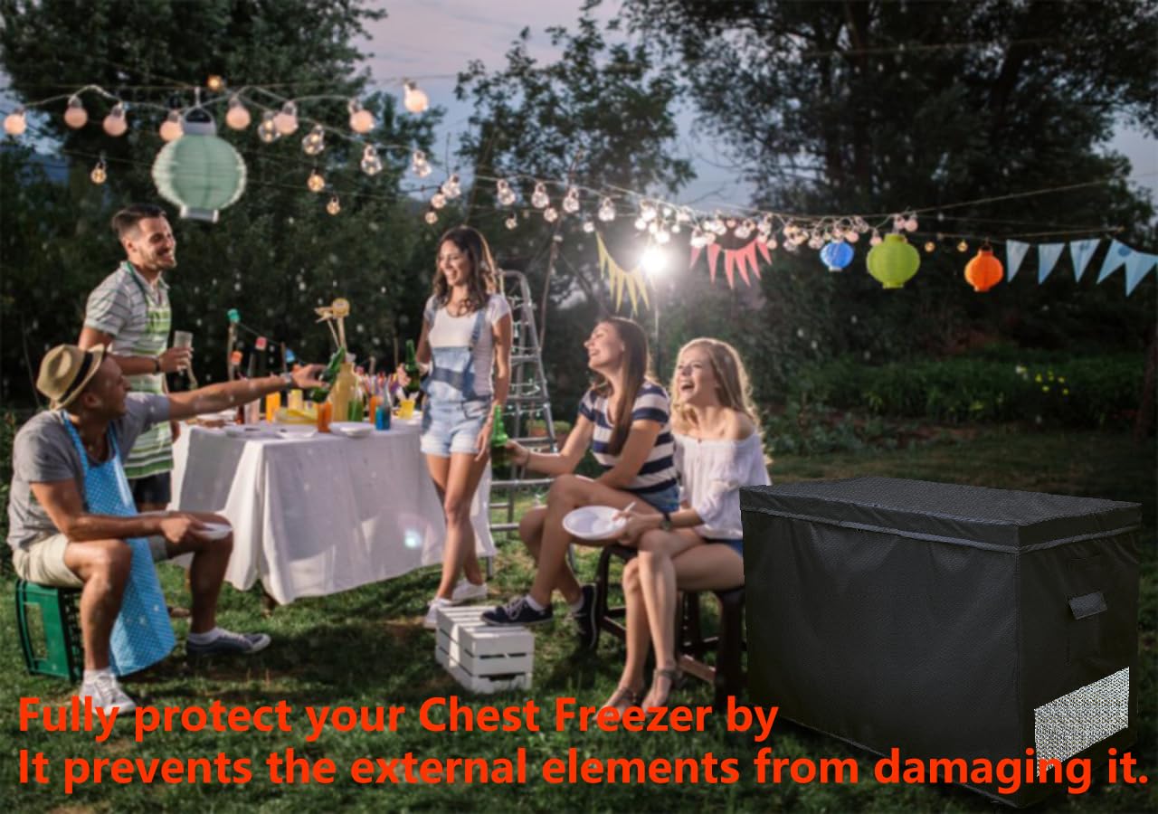 YANGSHILEI Chest Deep Freezer Cover for 14-16 cu ft Chest Deep Freezer Waterproof Dustproof,Top with Zipper to Open UV Resistance Chest Deep Freezer Protector 56"W×29.5"D×36"(Black)