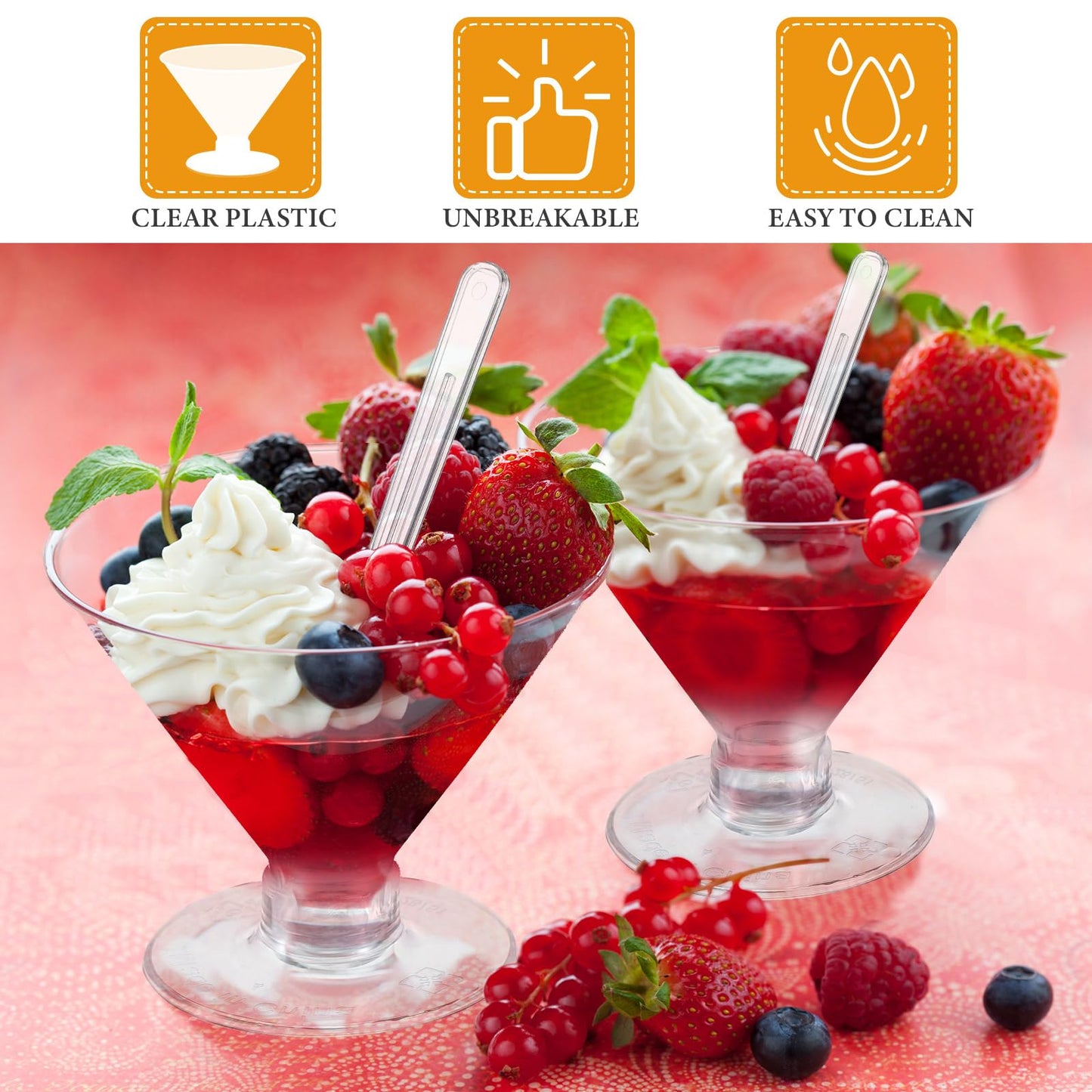 Yinkin 150 Pcs Plastic Martini Glasses Disposable Clear Cocktail Dessert Parfait Glasses Unbreakable Mini Martini Cups for Wedding Party Bowl Wine Ice Cream (5 oz)
