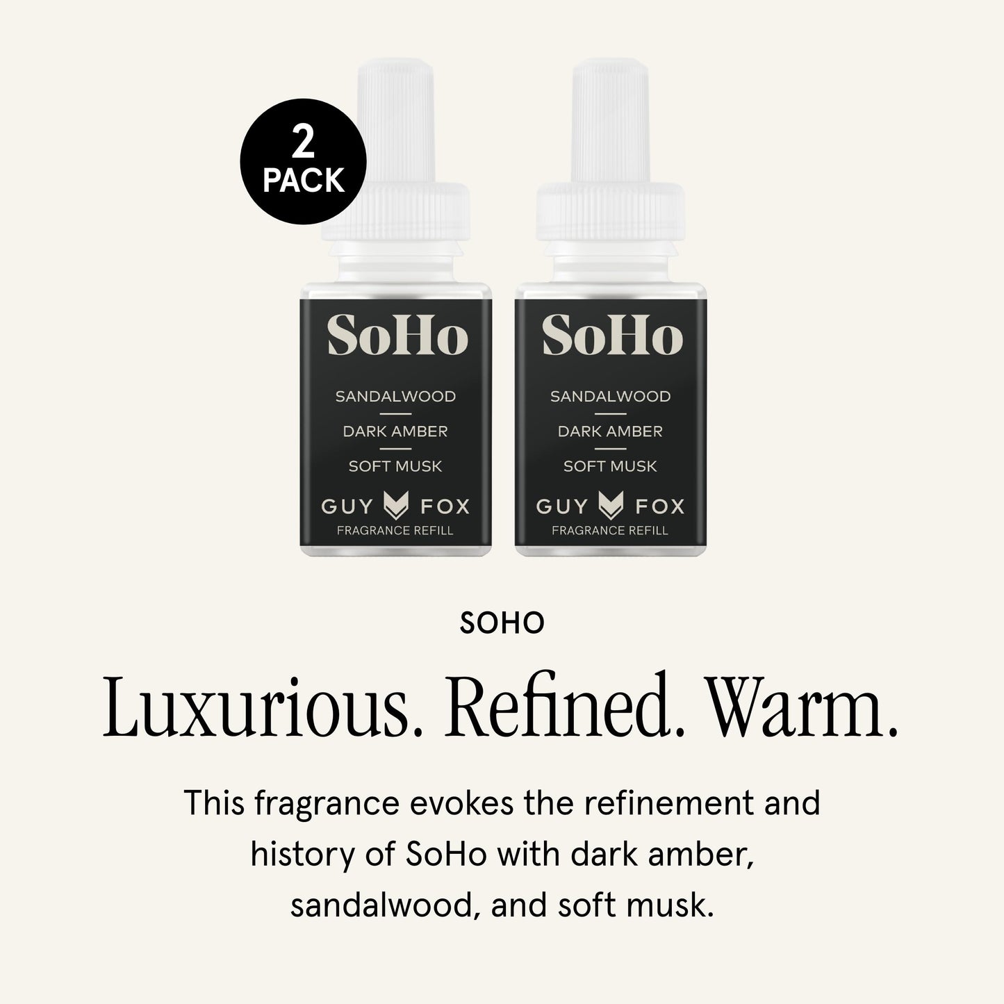 Pura & GUY FOX Home Scent Refill - Smart Home Air Diffuser - Long-Lasting Luxury Fragrance per Refill - Household & Apartment Essential - Clean Diffuser Fragrance - 2 Pack, SoHo