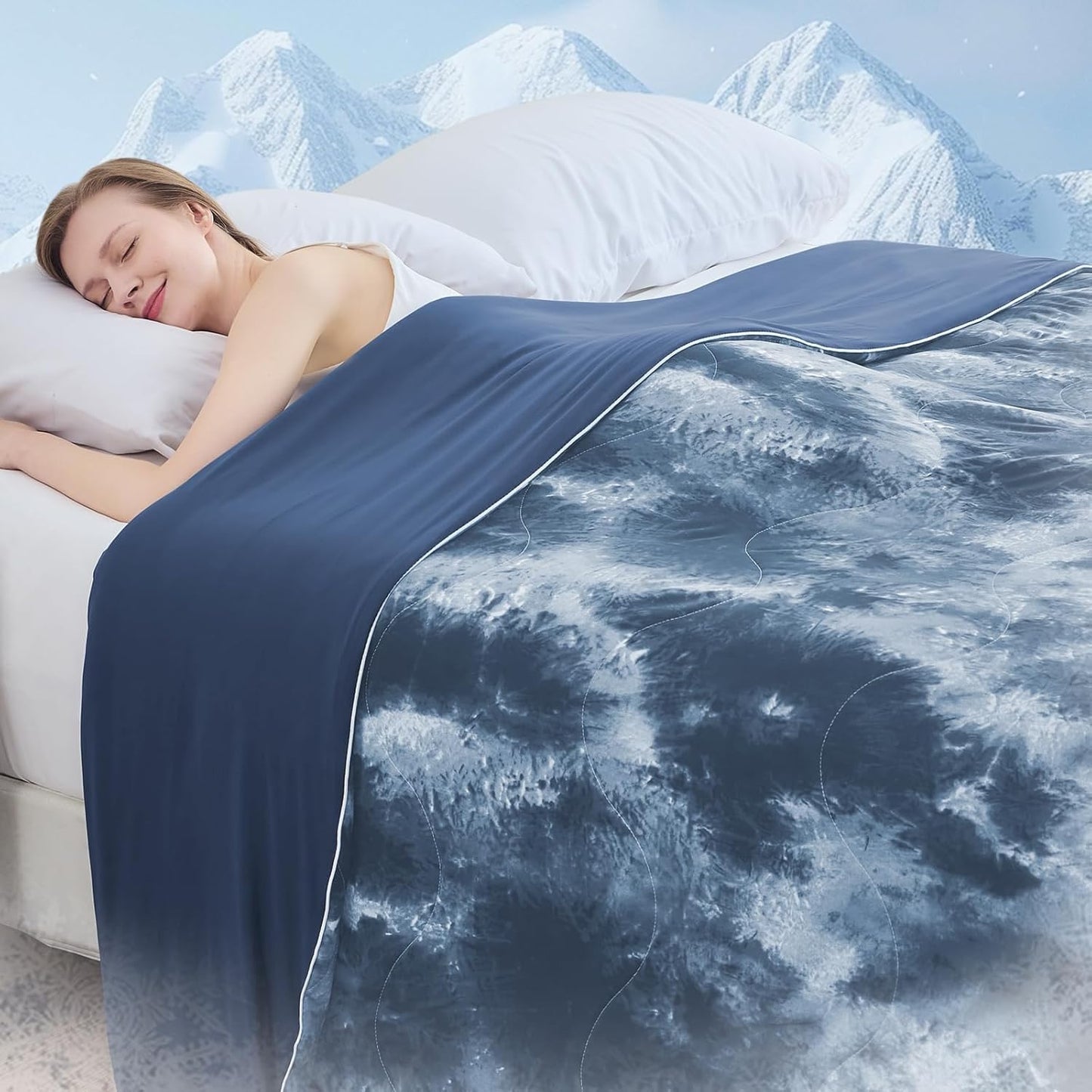 Cushious Cooling Comforter Queen Size, Summer Cooling Blankets for Hot Sleepers and Night Sweats, Lightweight Breathable Cooling Comforter Bedding for Sofa, Bed, Camping, Office