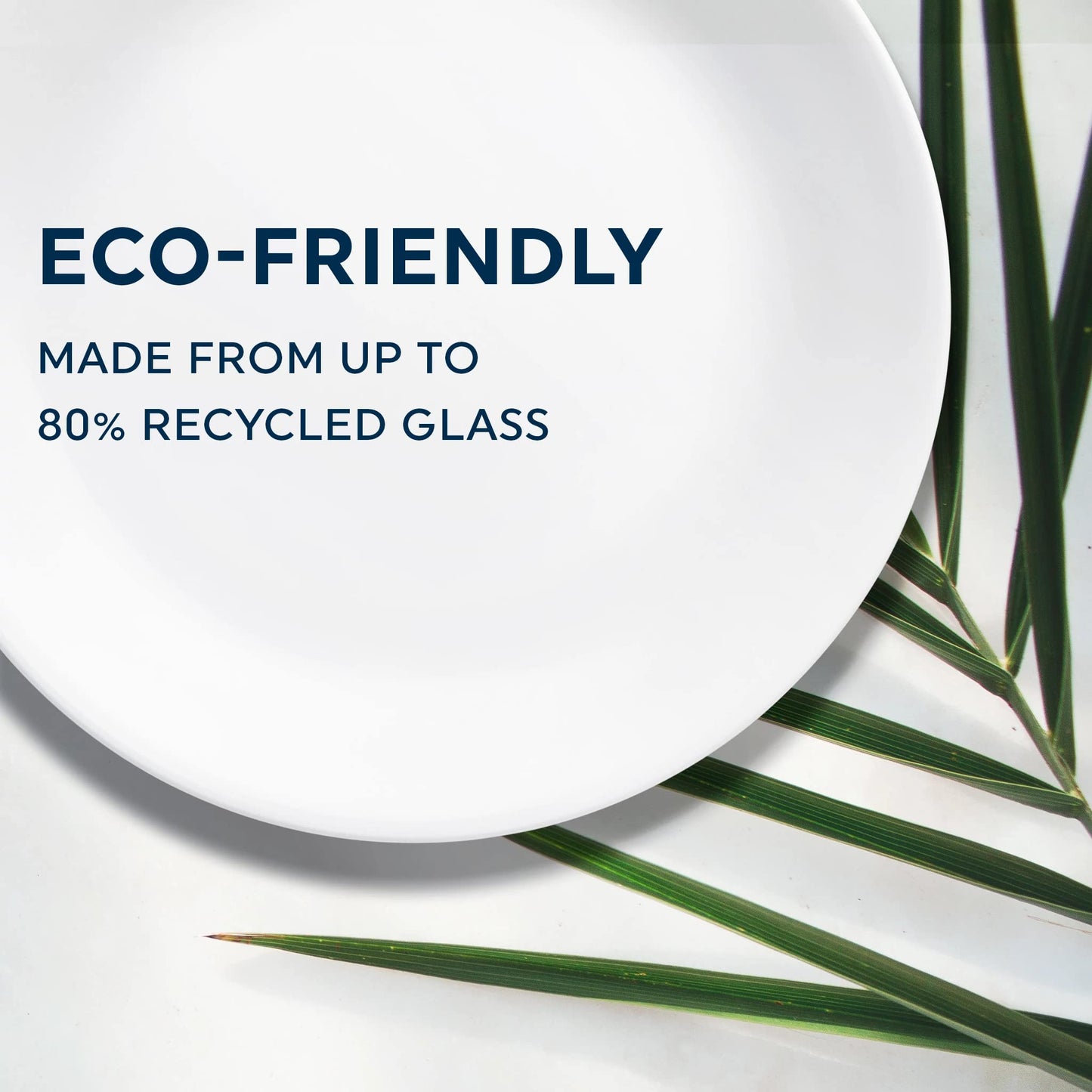Corelle Vitrelle Salad Plates Set Triple Layer Glass and Chip Resistant, 9-Inch Lightweight Round Plates, Portofino, Caspian, 6-Piece
