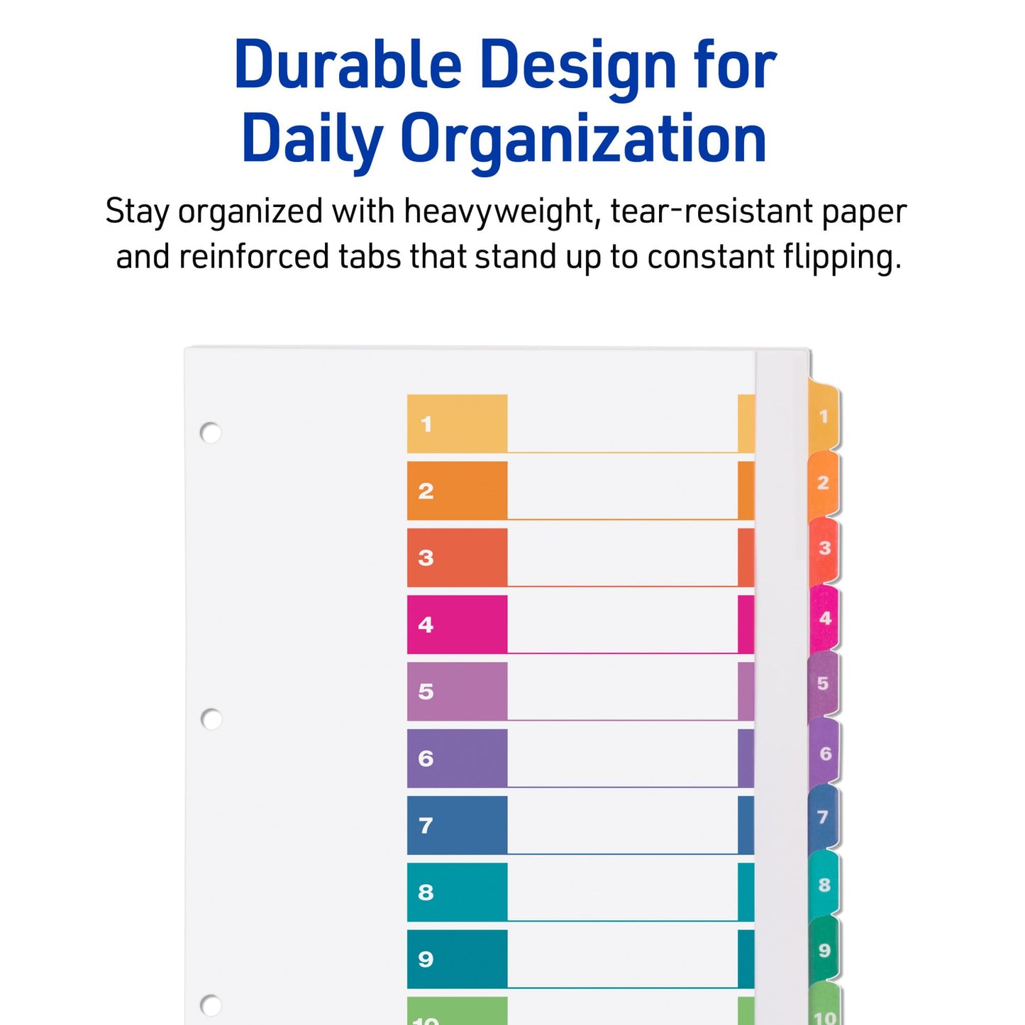 Avery Extra-Wide Dividers for 3 Ring Binders, 10 Tabs per Set, Customizable Table of Contents, Multicolor Tabs, Works Great with Sheet Protectors (4 Sets of 34776)