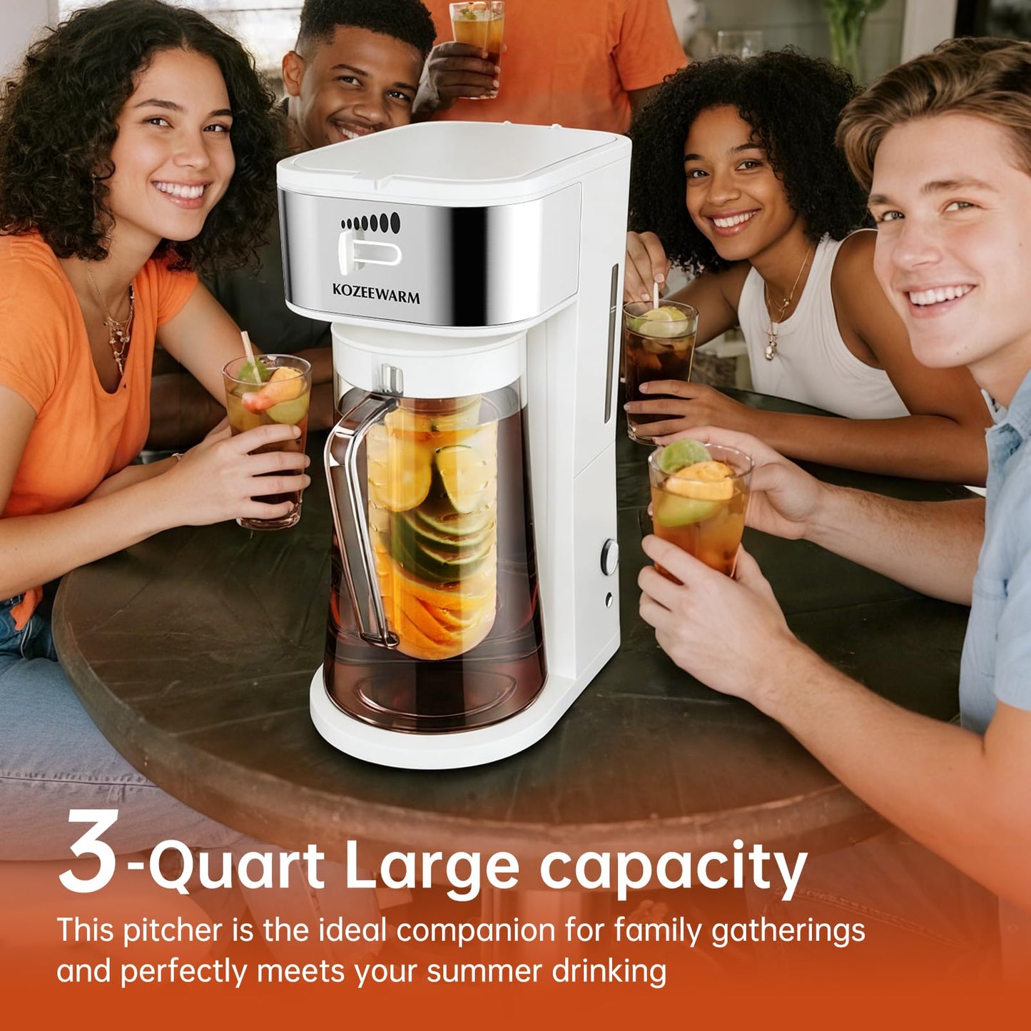 Iced Coffee Tea Maker With Reusable Filter Basket 3 QT Pitcher Iced Tea And Coffee Machine, Tea Makers For Iced Tea, Lattes, Lemonade And Flavored Water (3QT 2)