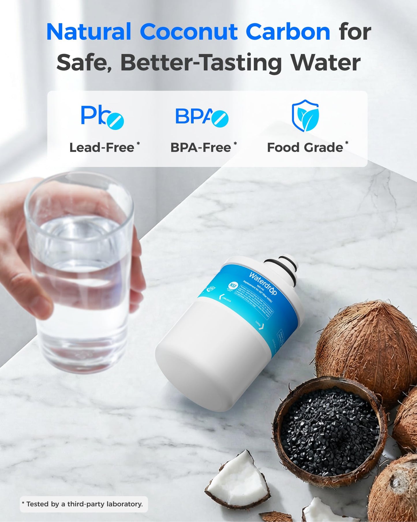 Waterdrop MXRC Replacement for GE® MXRC, FXRC, FXRT, HXRC, 9905, 46-9905 & 1E1013 Refrigerator Water Filter, 1 Pack