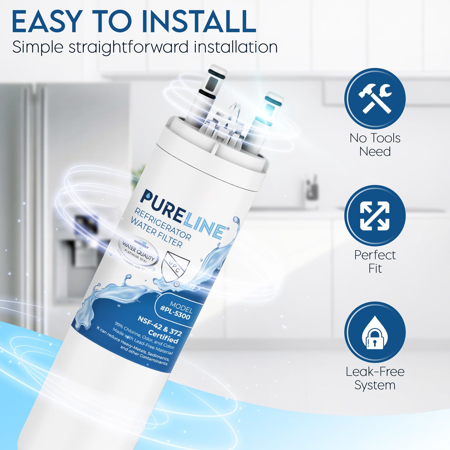 Pureline Replacement for WF3CB Refrigerator Water Filter, Compatible with Pure Source 3 Water Filter (3 Pack)