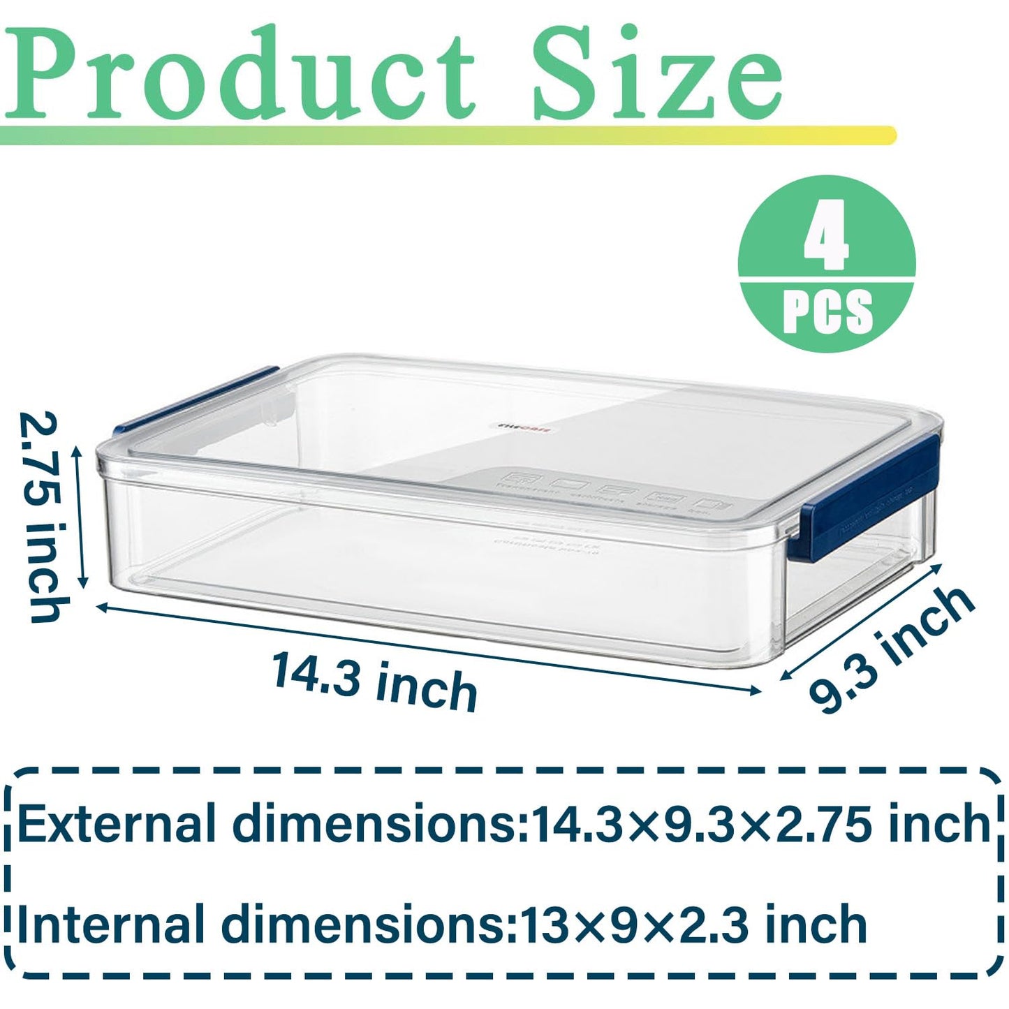 4 Pack 5.5qt 9 x 13 Clear Plastic Storage Box with Snap-Tight Latch, Stackable Organizer Container for A4 Files, Photos, Documents, Scrapbook, Crafts, and Art Supplies,Clear Storage Box With Lids