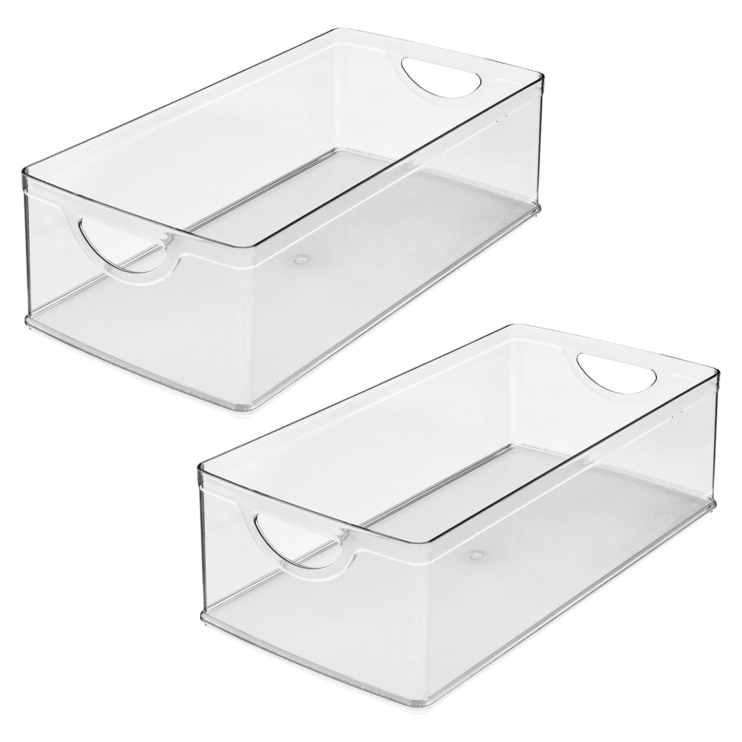 iDesign Stackable Clear Plastic Extra Long Storage Bin, Organizer for Kitchen Cabinet or Pantry, 2-Pack