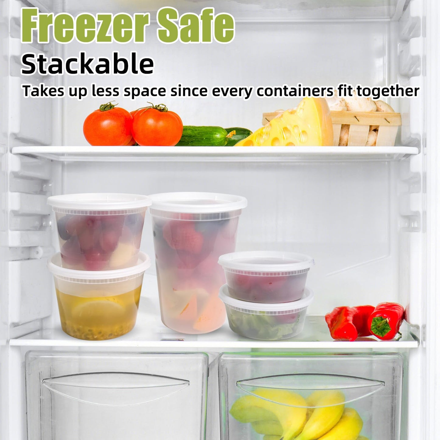 EASYTRIP (60 Sets 16oz Plastic Soup Containers with Lids, Food Storage Containers with Airtight Lid, Meal Prep Containers, BPA Free, Freezer Safe, Dishwasher Safe, Microwave Safe, Stackable
