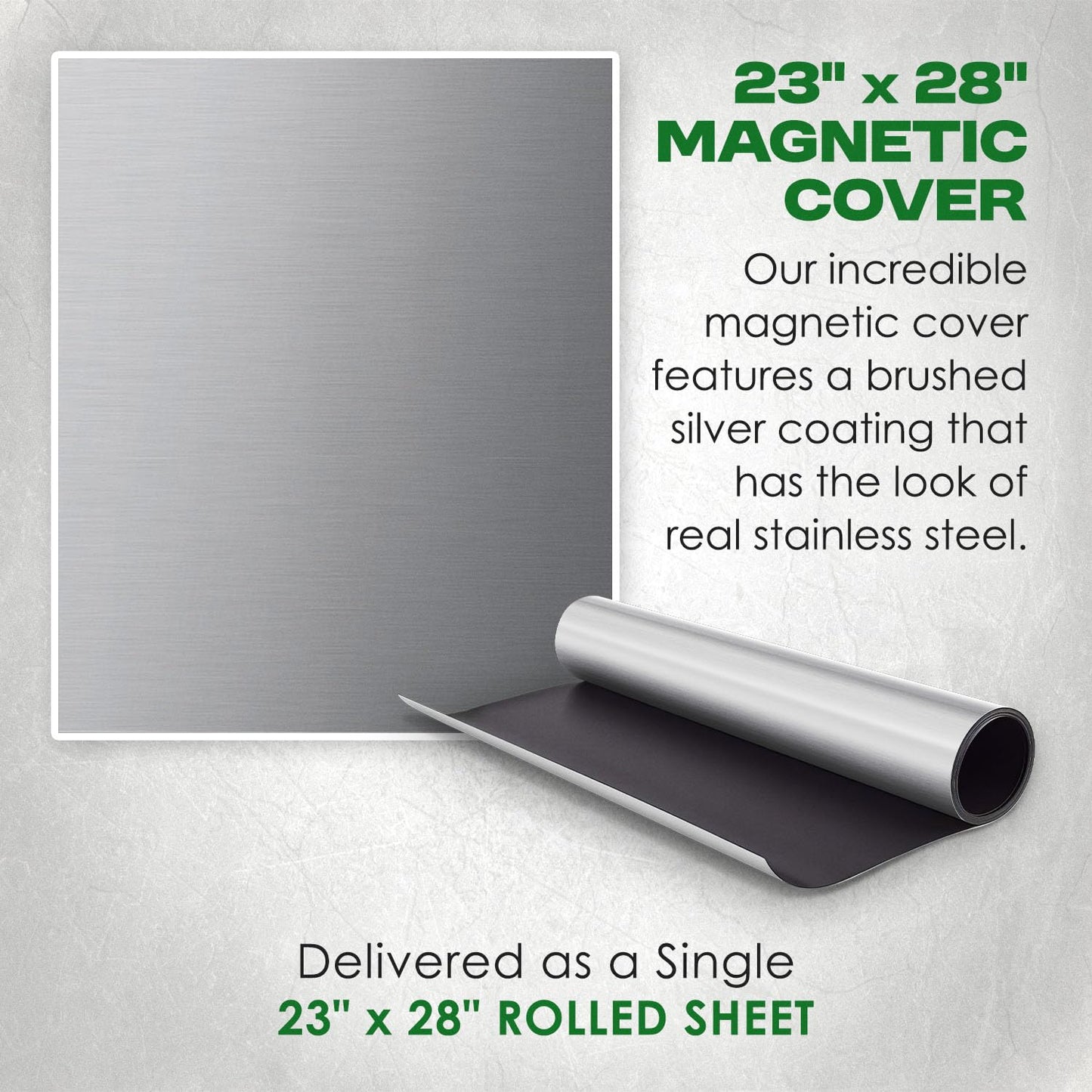 Stainless Steel Dishwasher Magnet Cover (23" x 28") - Brushed Silver Magnetic Door Cover to Hide Dents and Scratches