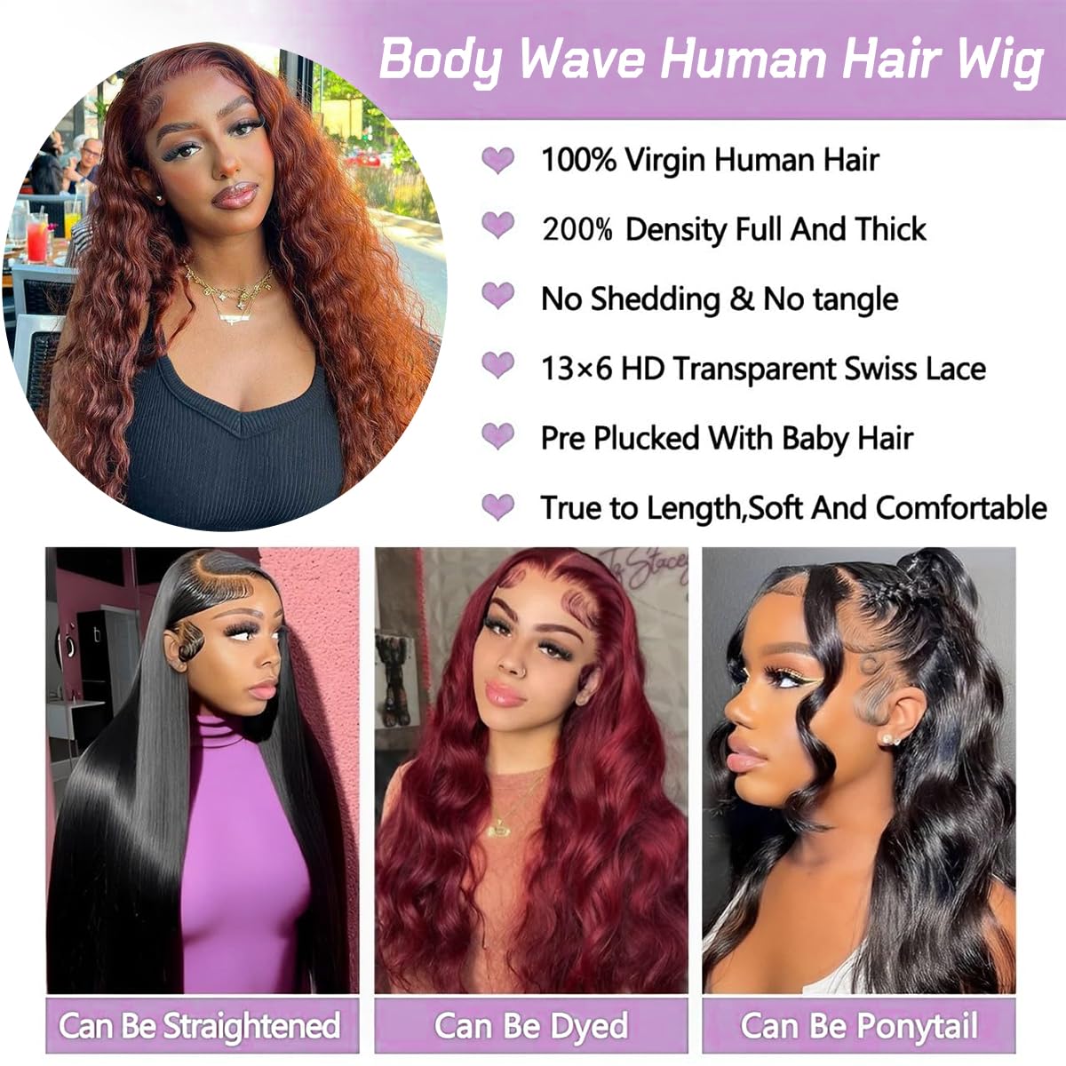 13x6 Chocolate Brown Lace Front Wig Human Hair 200% Density Body Wave Wigs HD Transparent Front Wigs Human Hair Pre Plucked with Baby Hair Brown Colored Wigs for Women Human Hair Wigs 26 Inch