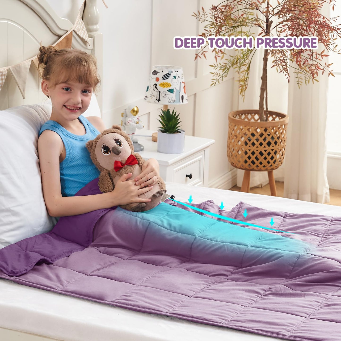yescool Purple Weighted Blanket 5 Pounds Cooling Weighted Lap Blanket, Heavy Blanket for Sleeping, Weighted Throw Blanket Gifts for 40-60lbs, 36"x48"