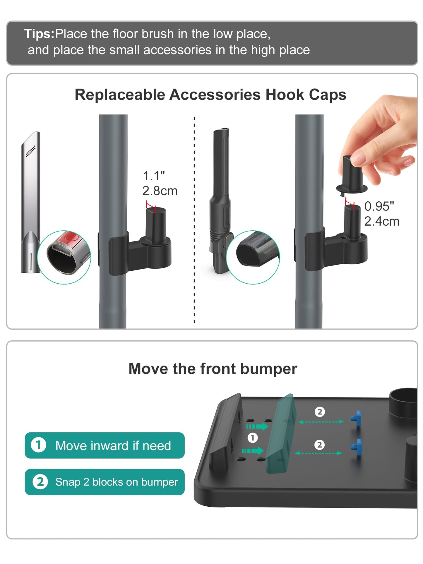 SheildOn Cordless Vacuum Stand, Adjustable Height, 7 Accessory Holders, Storage Box, Vac Standing Dock Compatible with Stick Vacuum Cleaners (Max. 1 4/5" Vac Wand)