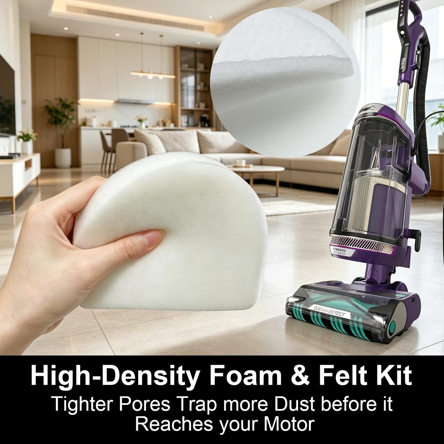 AZ4002 Filter Compaitble with Shark POWERDETECT Upright Vacuum AZ4002 AZ4000, include 1 Soft Roller Brush, 2 HEPA Filters, 4 Foam & Felt Kit, 4 Odor Neutralizer, compare to Part# XFFKAZ4000 XHFAZ4000